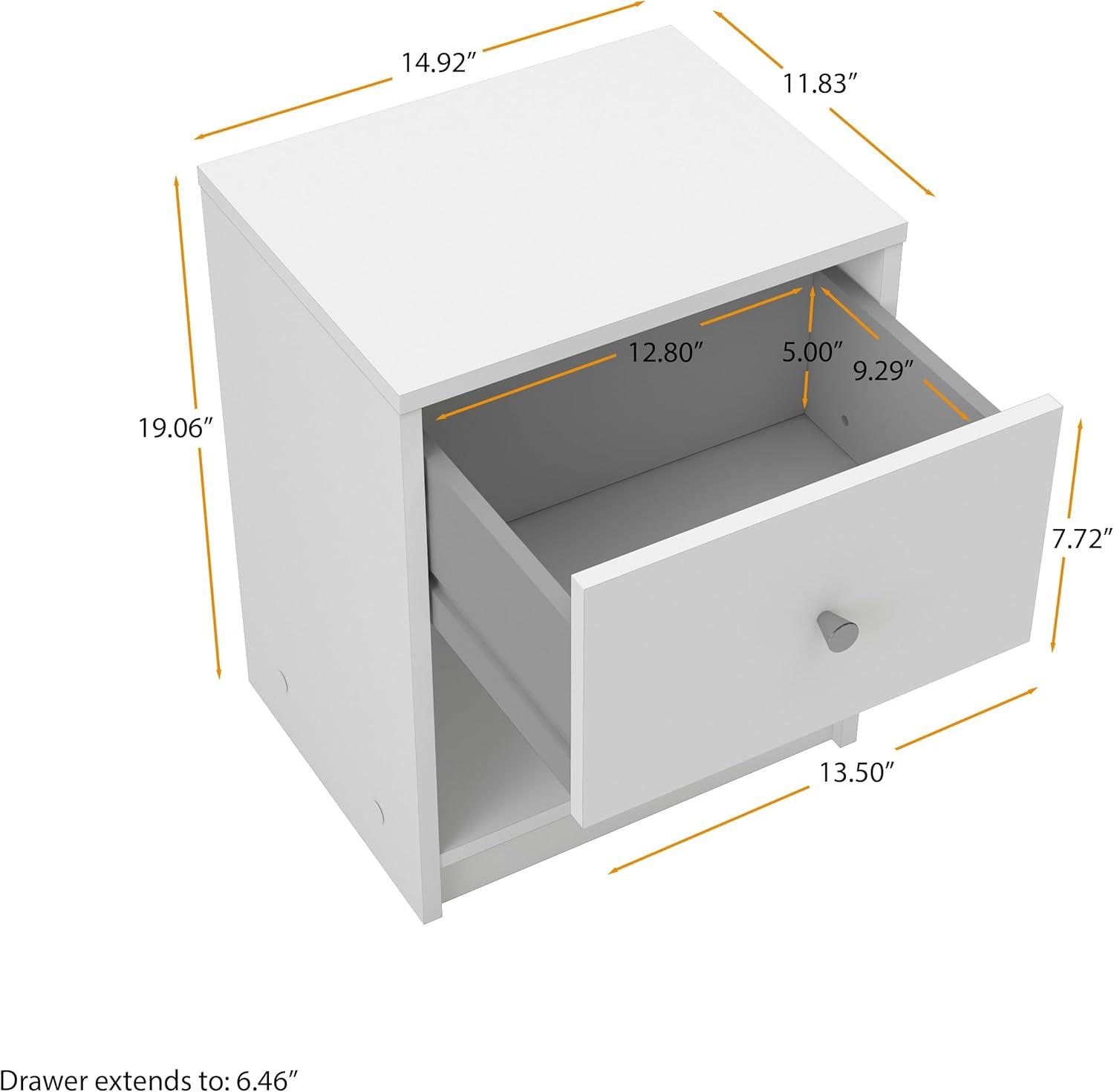 Tvilum, Portland 1 Drawer Nightstand, White
