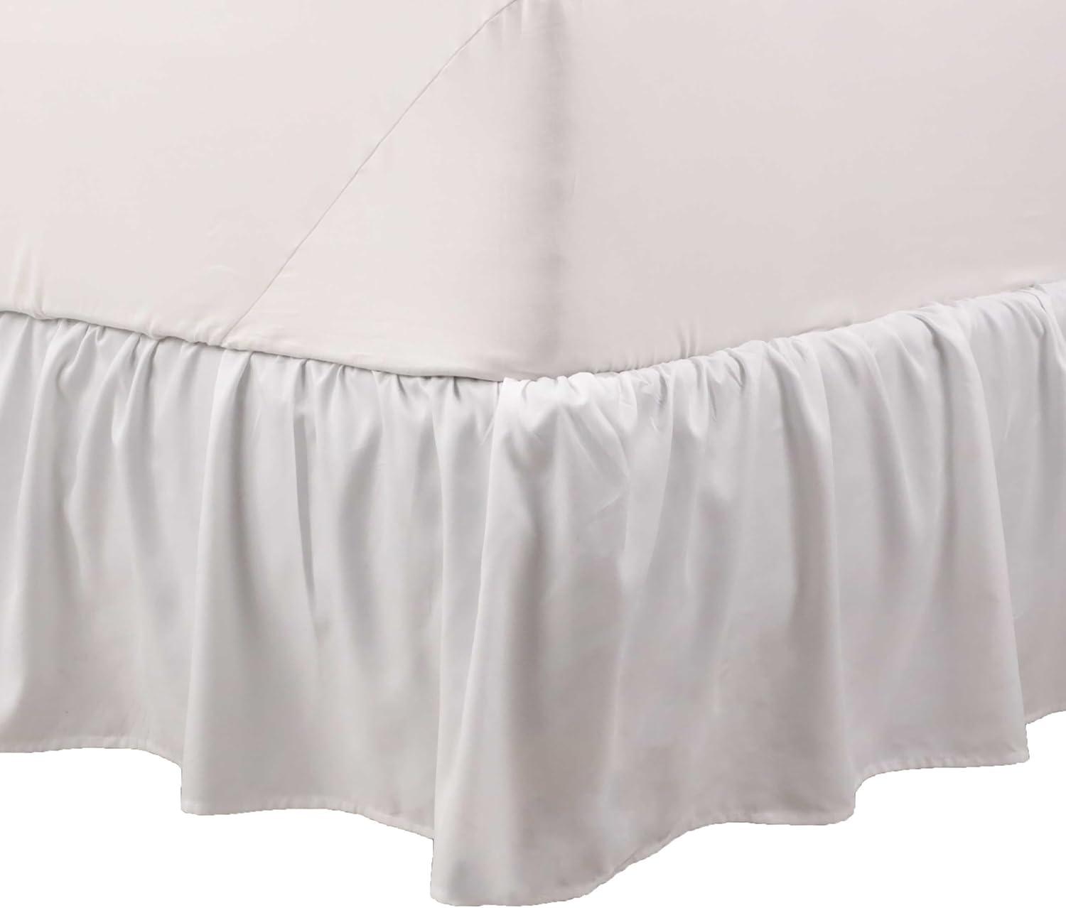 White Full Size Ruffled Microfiber Bed Skirt with 16" Drop