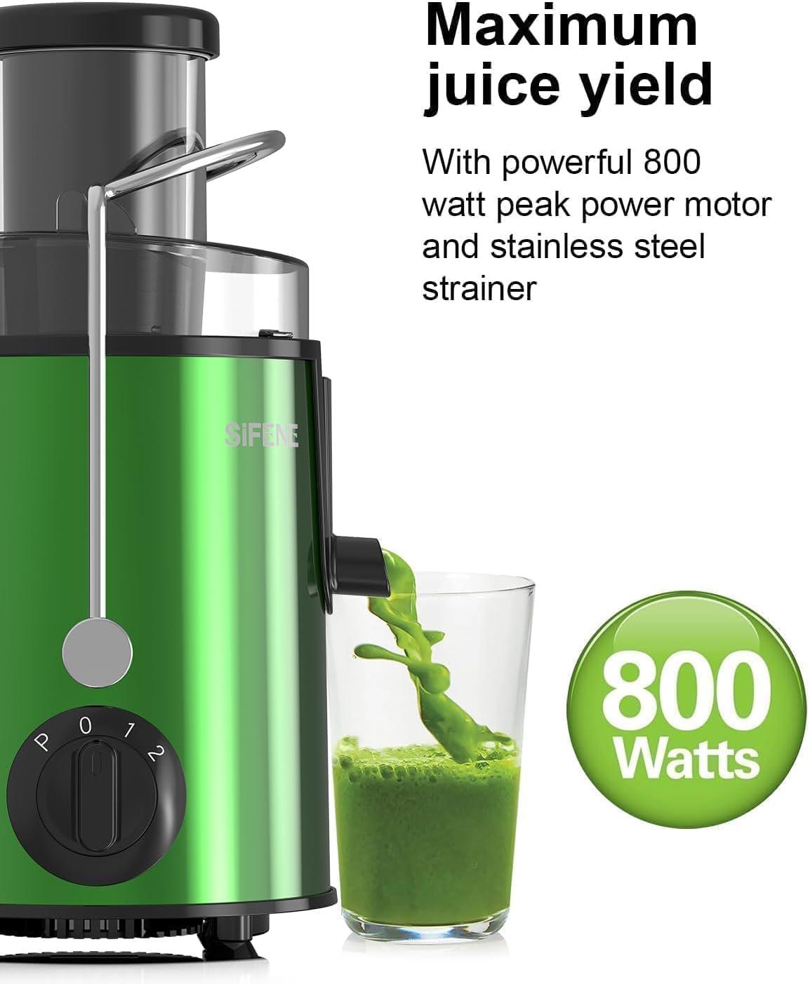 SIFENE 400W Centrifugal Juicer Machine, 3" Wide Chute, Easy Clean, BPA-Free, Silver, New