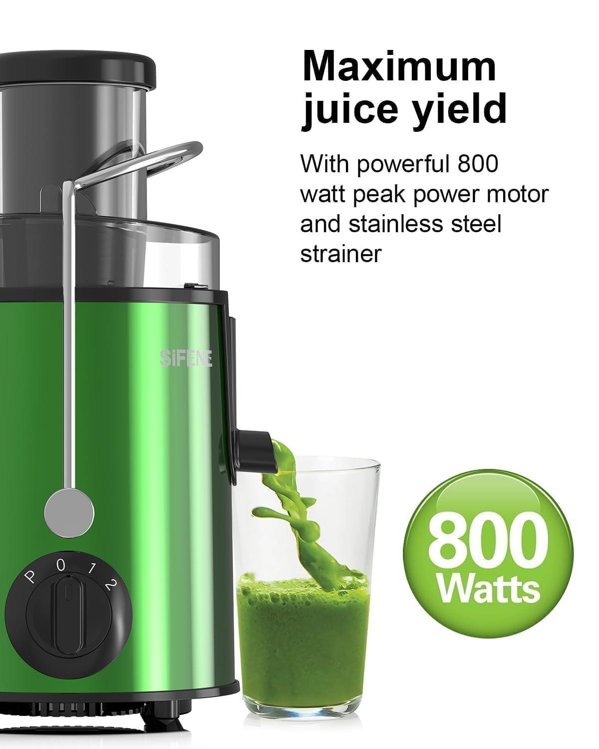 SiFENE 400W Centrifugal Juicer Machine, 3" Wide Chute, 3 Speed Setting, Higher Nutrient Yeild, Easy to Clean, Silver