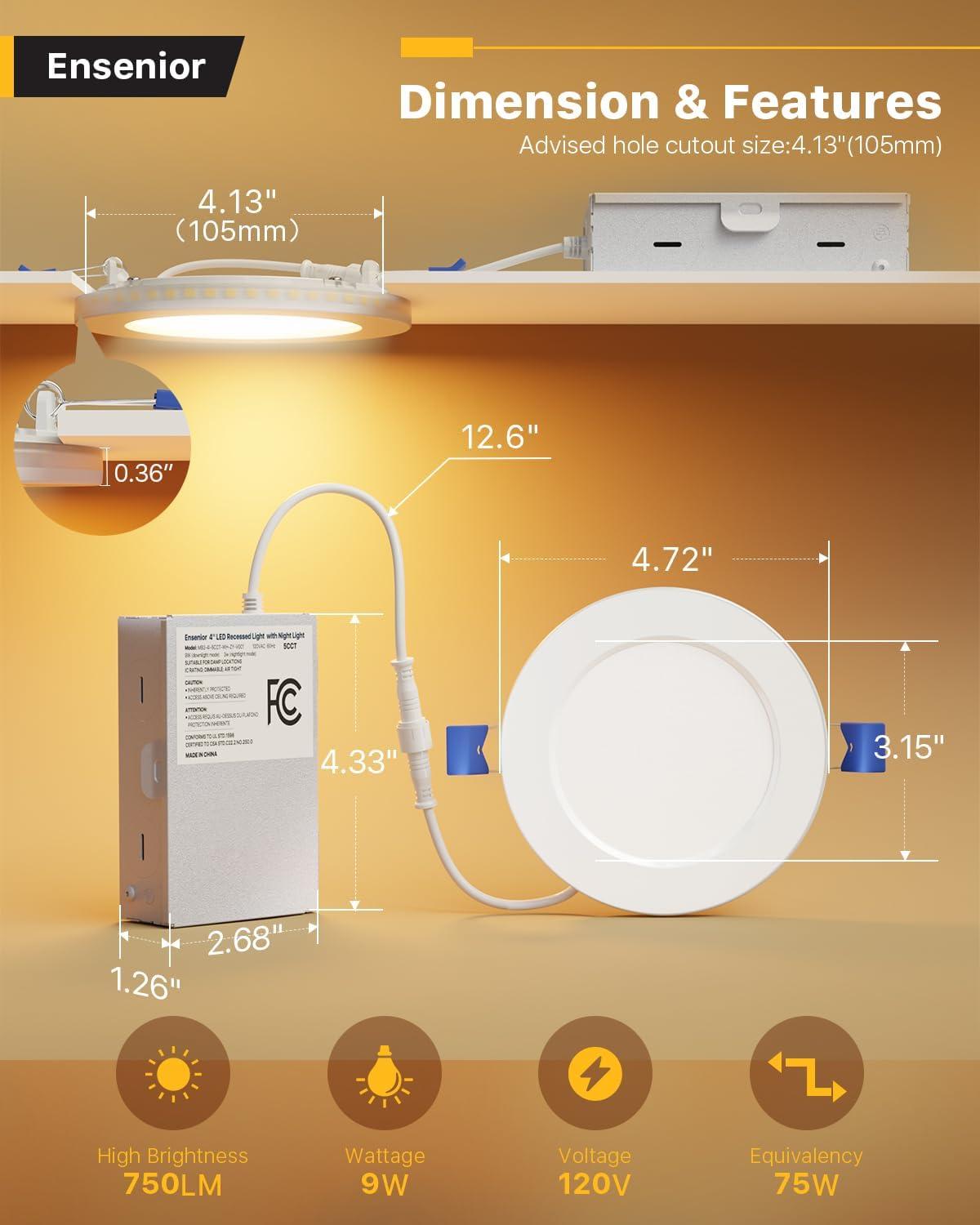 White 4-Inch Dimmable LED Recessed Ceiling Light Pack