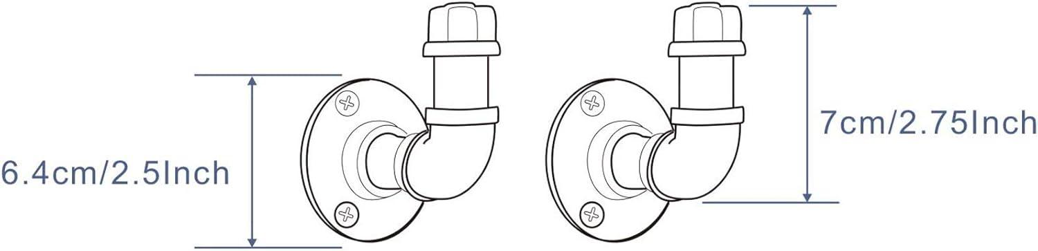 gotonovo Rustic Industrial Towel and Robe Hook Set Wall Mounted Towel Hook Kit Heavy Duty DIY Style Industrial Iron Pipe Black Finish 2 Pieces