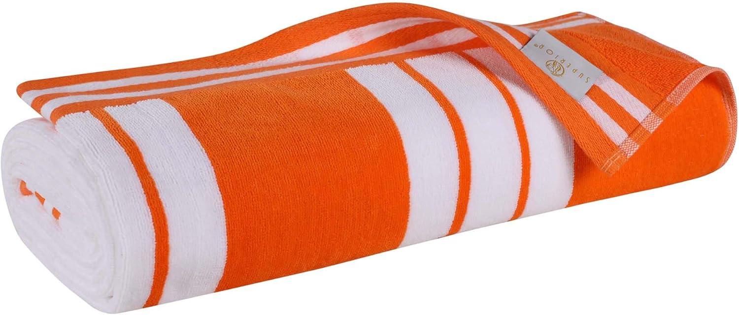 Superior Cotton Striped Oversized Beach Towel, 34" x 64", Orange