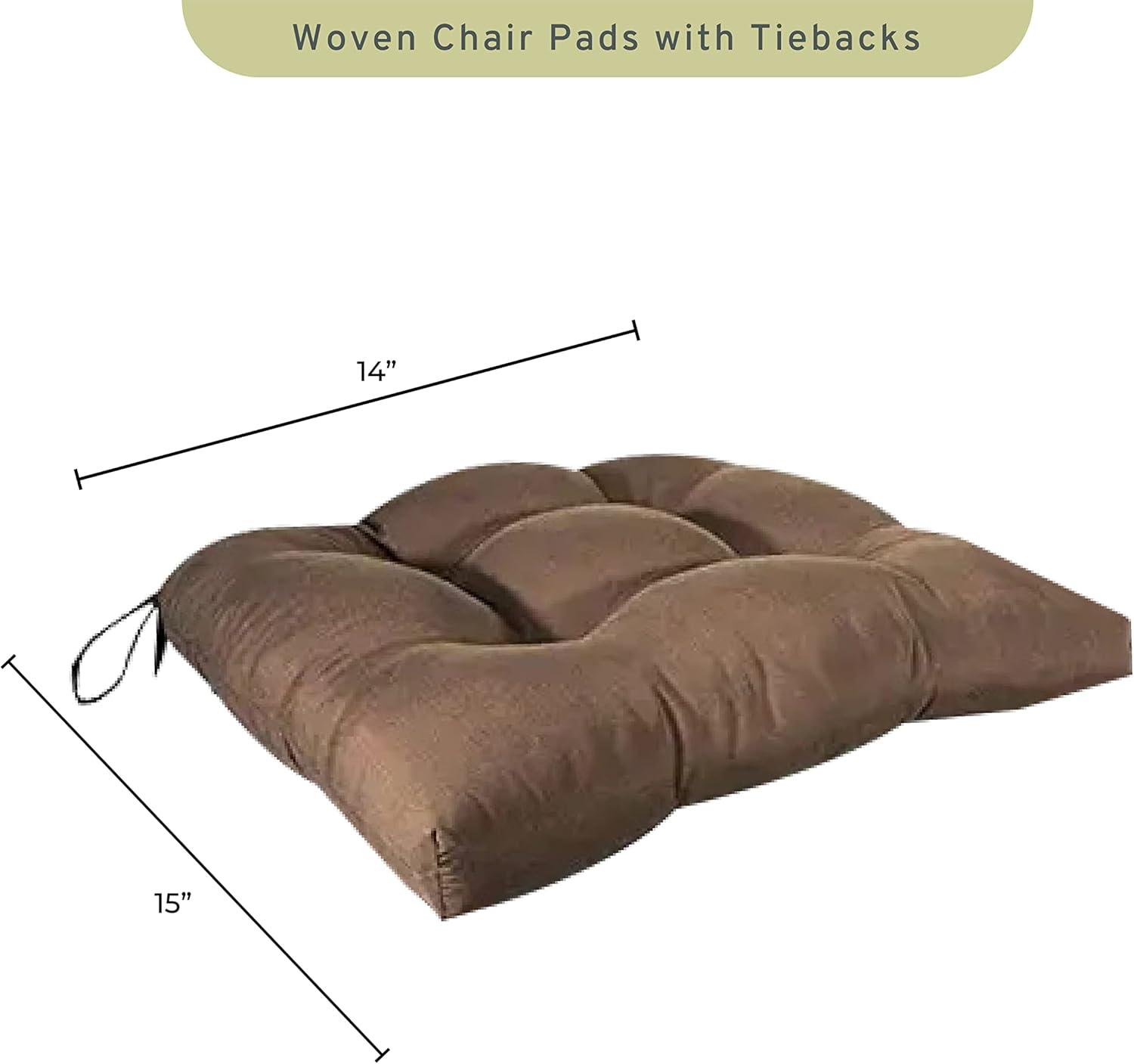 Chocolate Brown Microfiber Chair Pads with Tiebacks, Set of 4