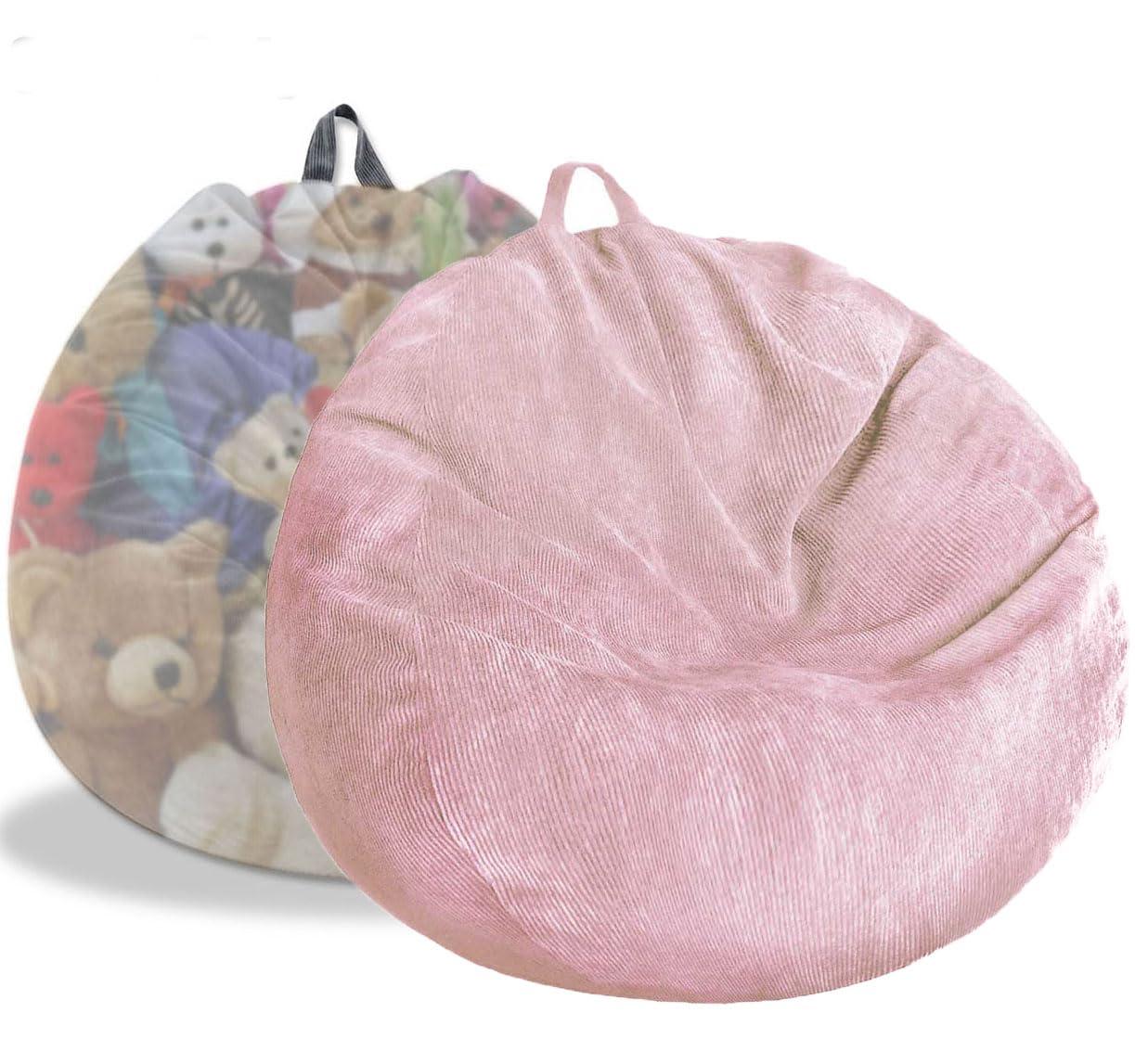Stuffed Animal Storage Bean Bag Cover Pets Dogs/Cats Lazy Beds. Washable Ultra Soft Corduroy Stuffed for Organizing Plush Toys or Textile, Sack Bean Bag