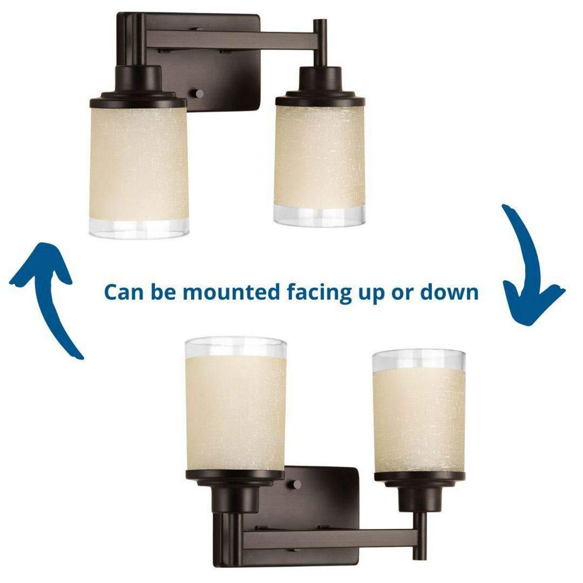 Progress Lighting Alexa Collection 2-Light Bath Fixture, Antique Bronze, White Linen Glass Shade