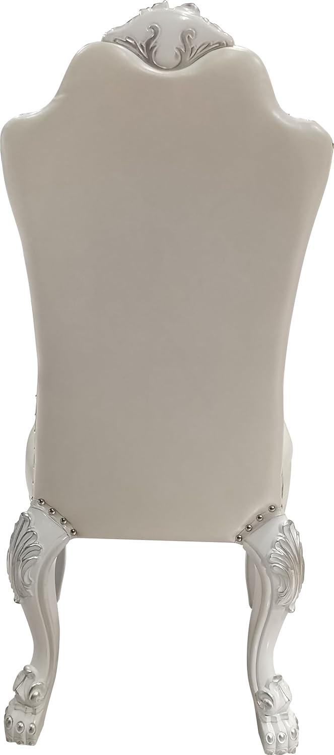 Acme Furniture 25" Dresden Dining Chair Fabric and Bone White Finish: Leather Upholstery, Wood Frame, Armrest, Spot Clean
