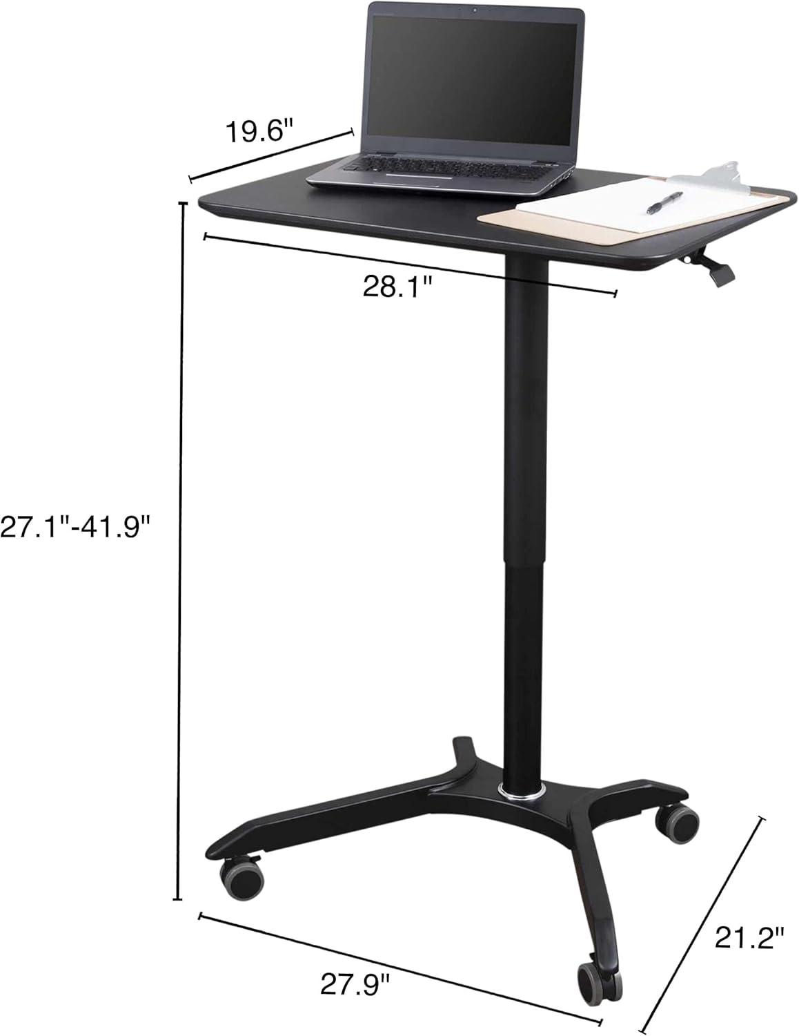 Black Adjustable Height Rolling Laptop Desk Cart