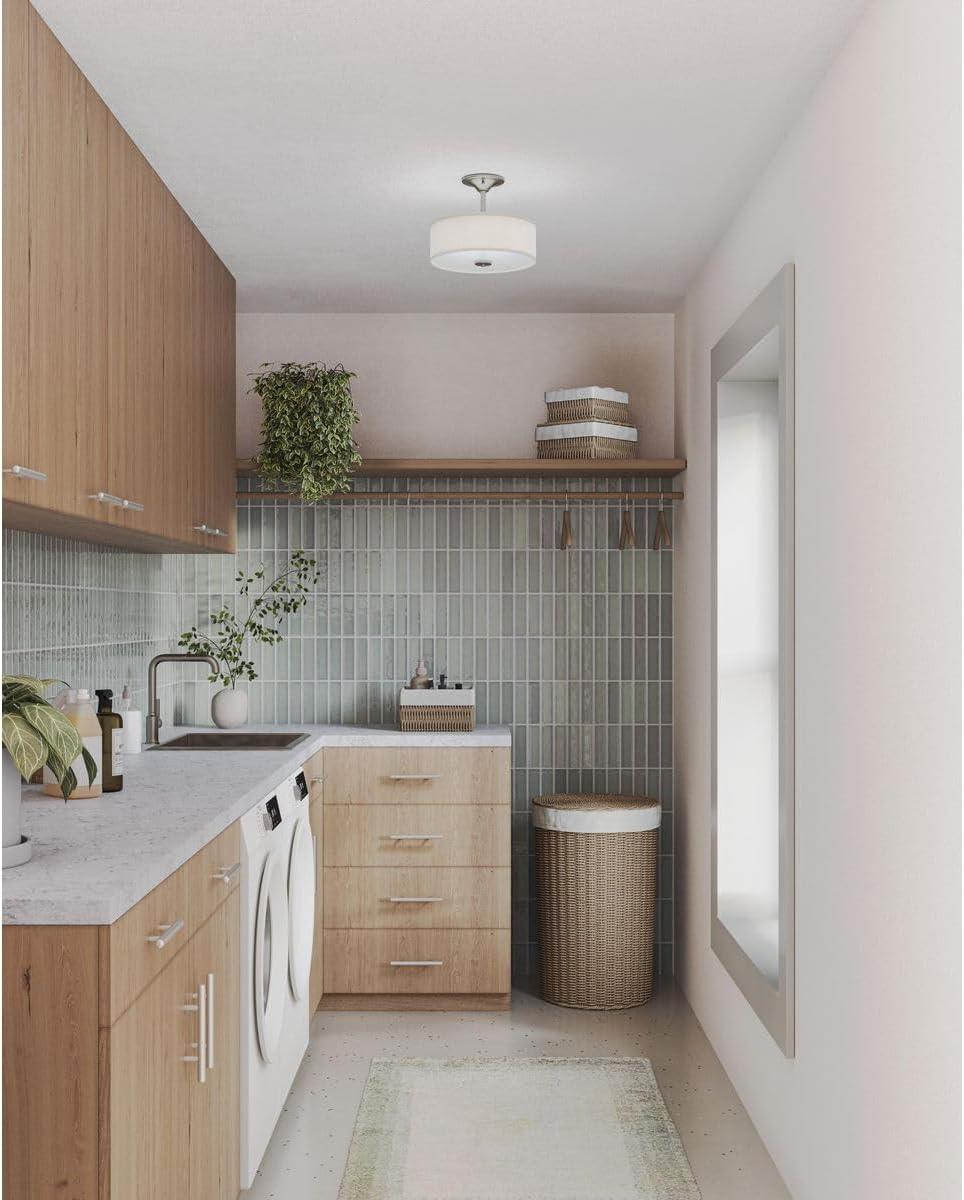 Progress Lighting, Inspire Collection, 2-Light Semi-Flush Mount, Brushed Nickel, Linen Shade