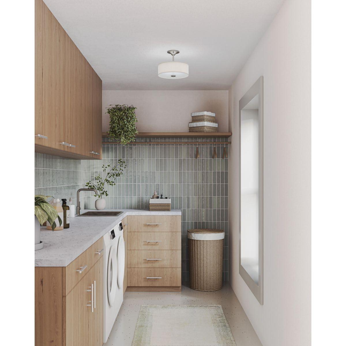 Progress Lighting, Inspire Collection, 2-Light Semi-Flush Mount, Brushed Nickel, Linen Shade