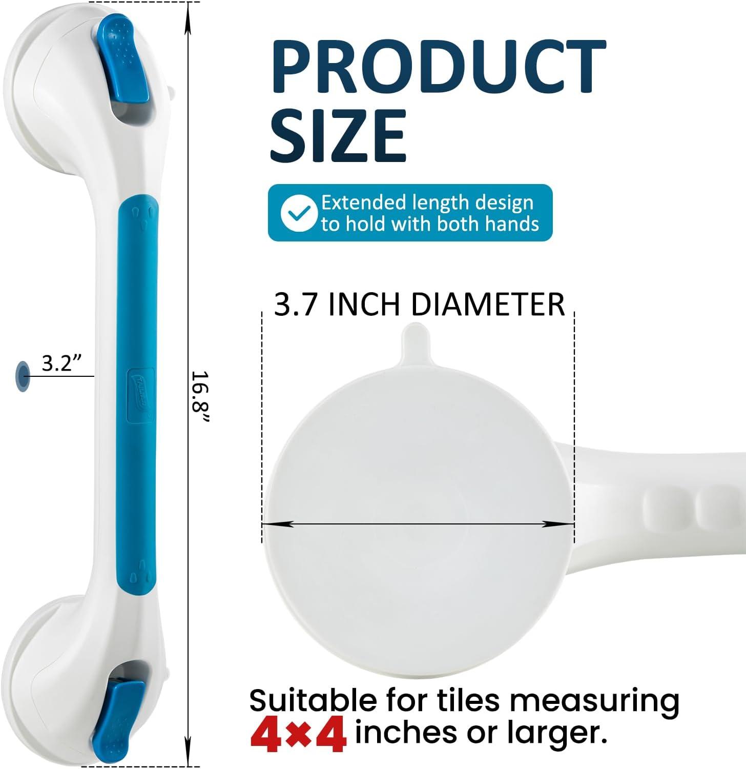 16.8 Inch Blue and White Plastic Shower Grab Bars, 2-Pack