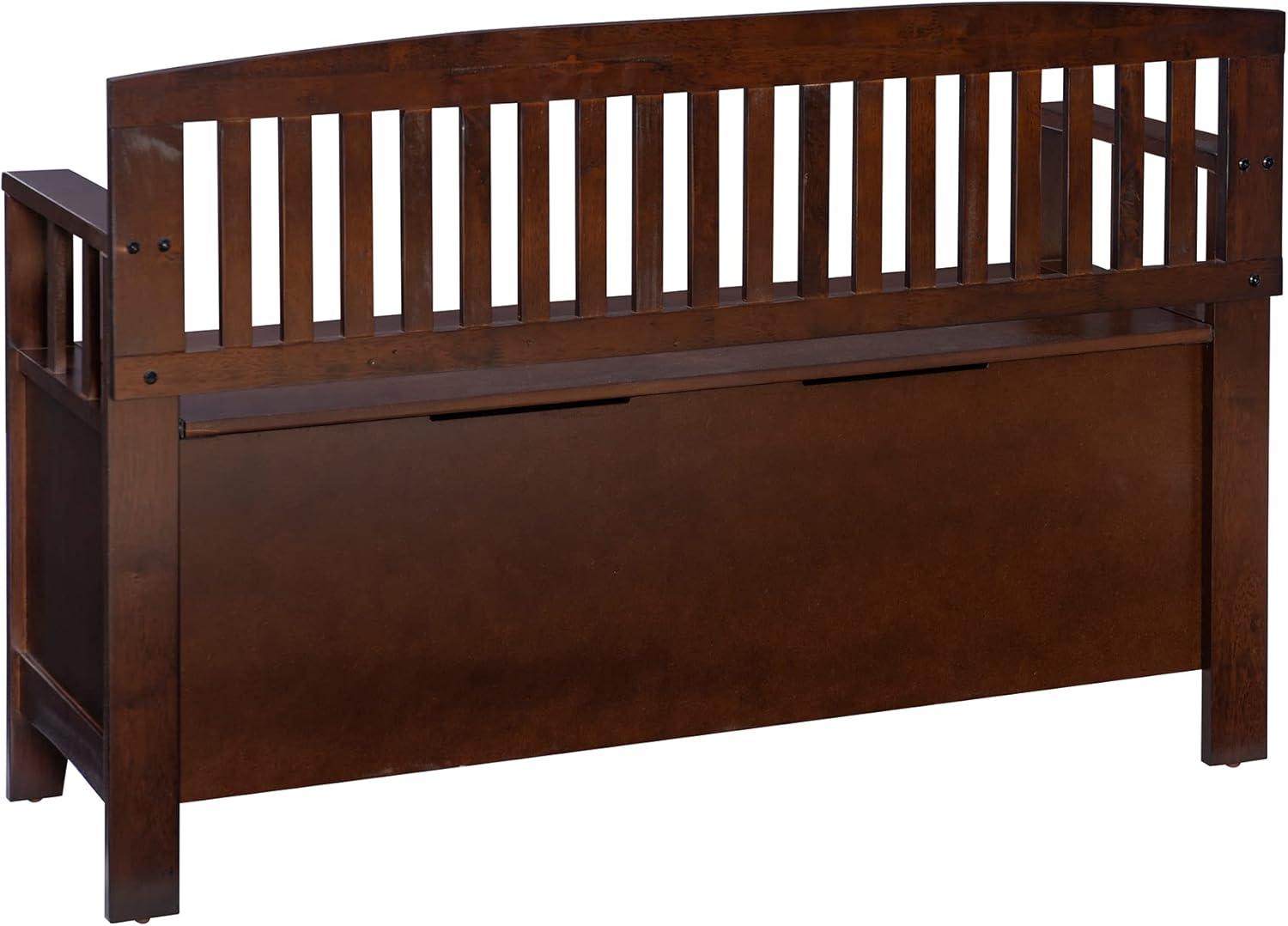 Cynthia Walnut Solid Wood Storage Bench with Slat Back