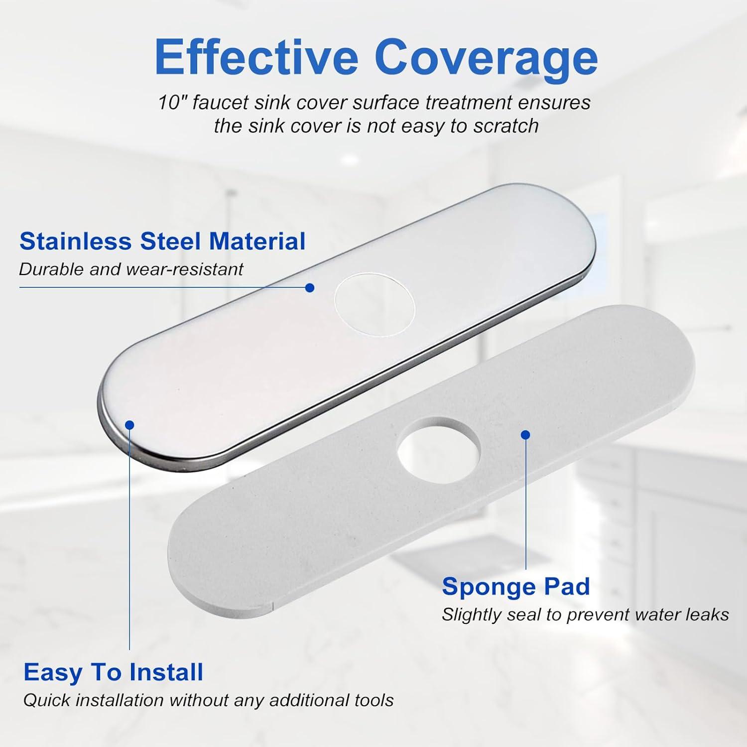 Greenspring Chrome Sink Hole Cover Escutcheon Round 10" Bathroom Or Kitchen Sink Faucet