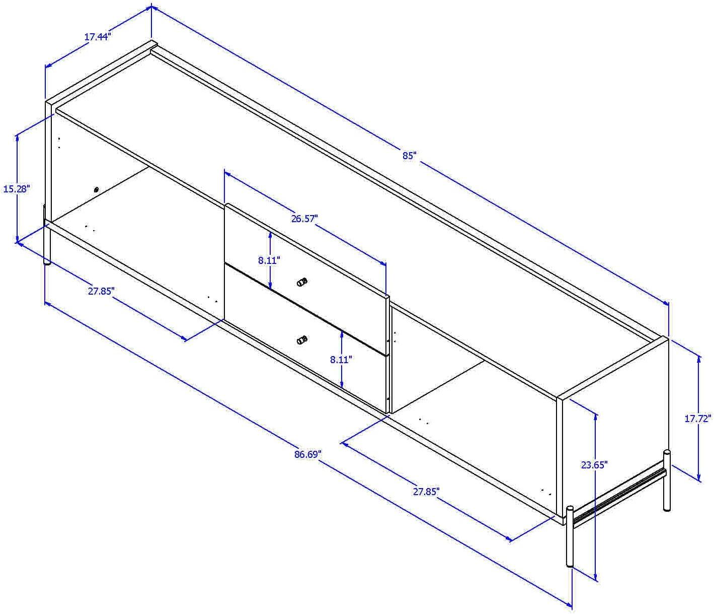 Off-White Modern TV Stand with Gold Steel Legs and Drawers