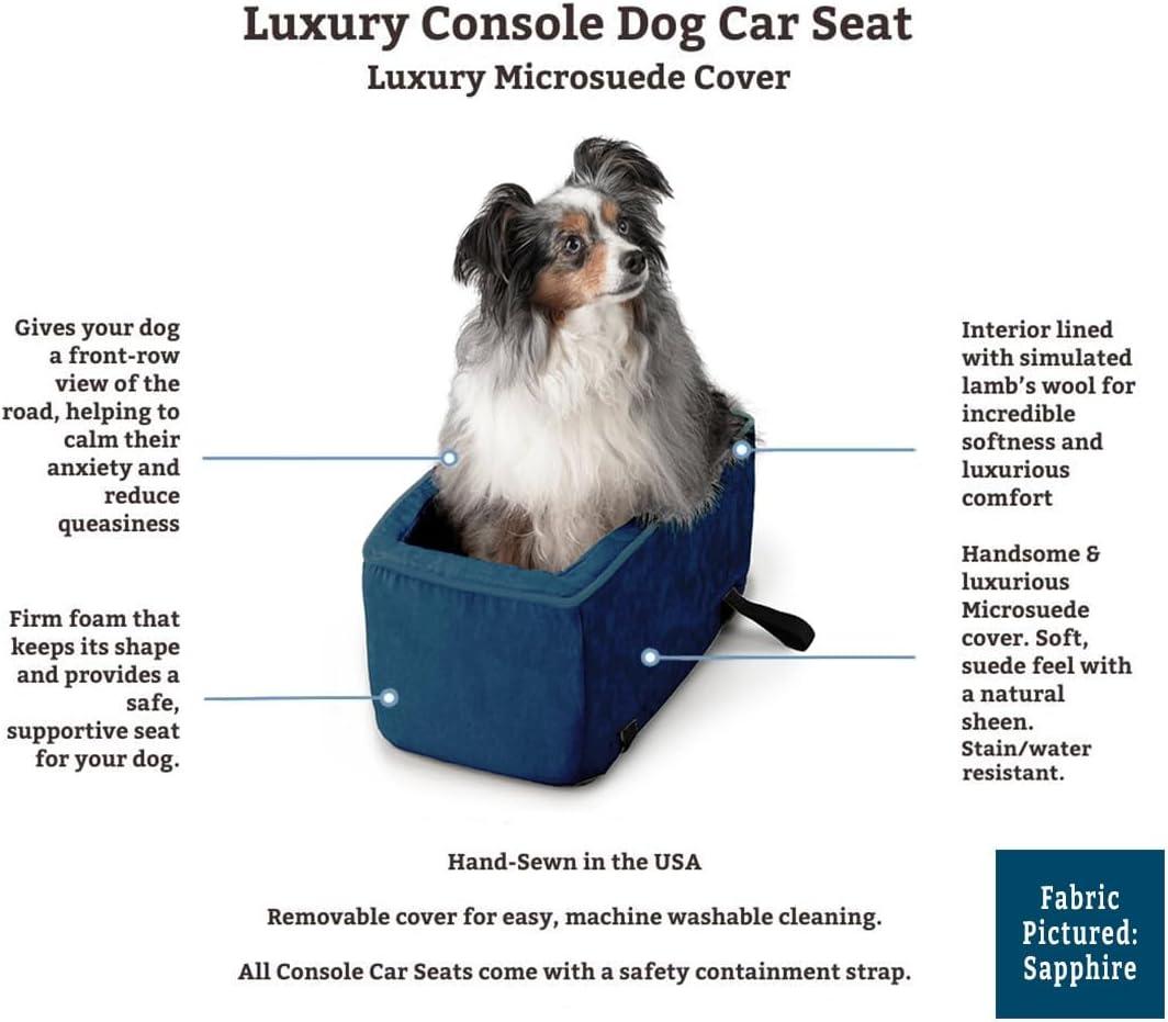 Snoozer Pet Products Luxury Console Dog Car Seat, Small, Black Herringbone, Luxury Microsuede