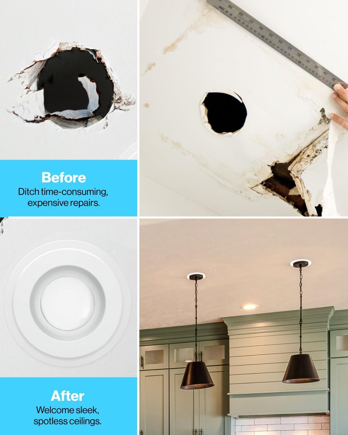 6 Pack Gloss White Goof Trim Ring for 6" Inch Recessed Lighting Trim Can Light Trim for Down Light, Outer Diameter 8 Inches
