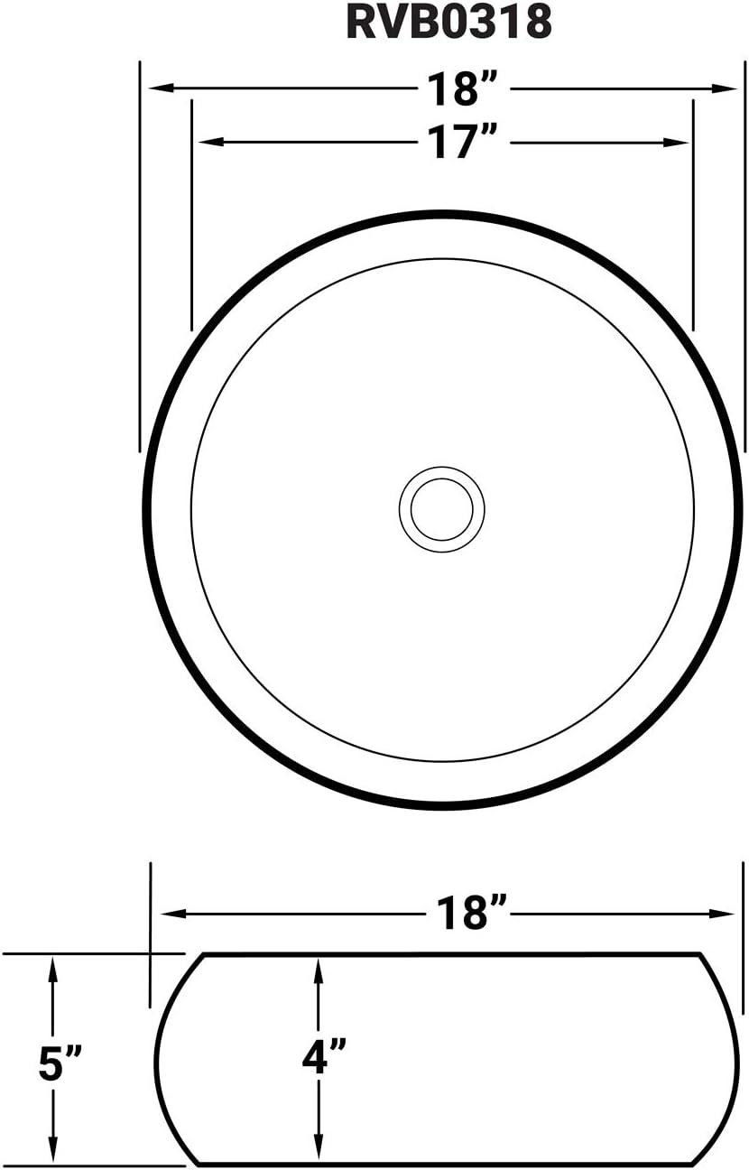 Ruvati 18" White Ceramic Round Above-Counter Vessel Sink