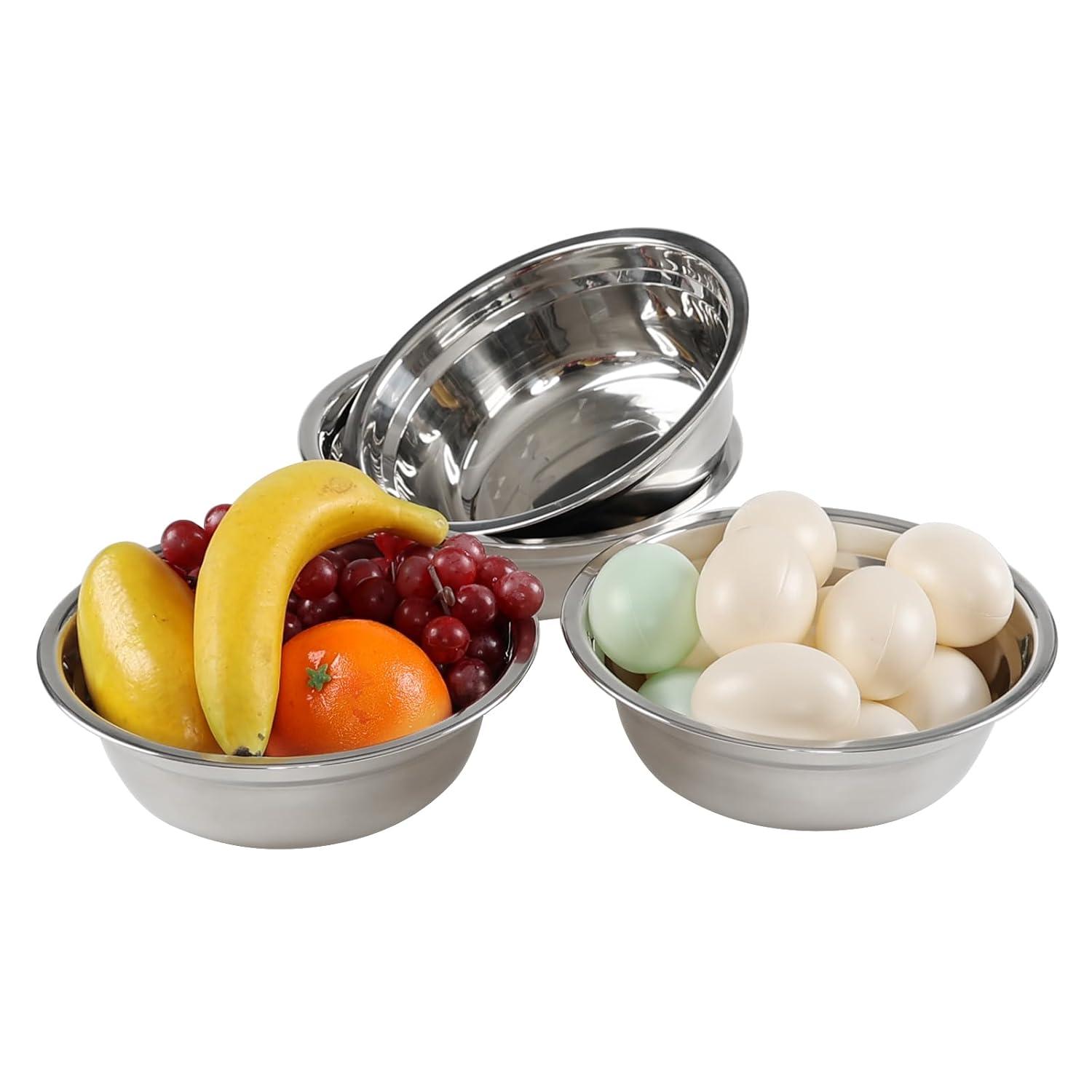 4-Pack Stainless Steel Mixing Bowls/Metal Prep Bowls, Salad Serving Bowl Set