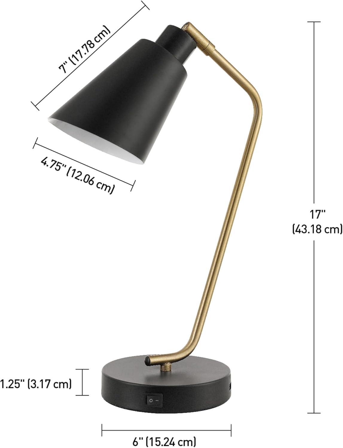 Globe Electric Belmont 17" Matte Black Desk Lamp with USB Port, 52095