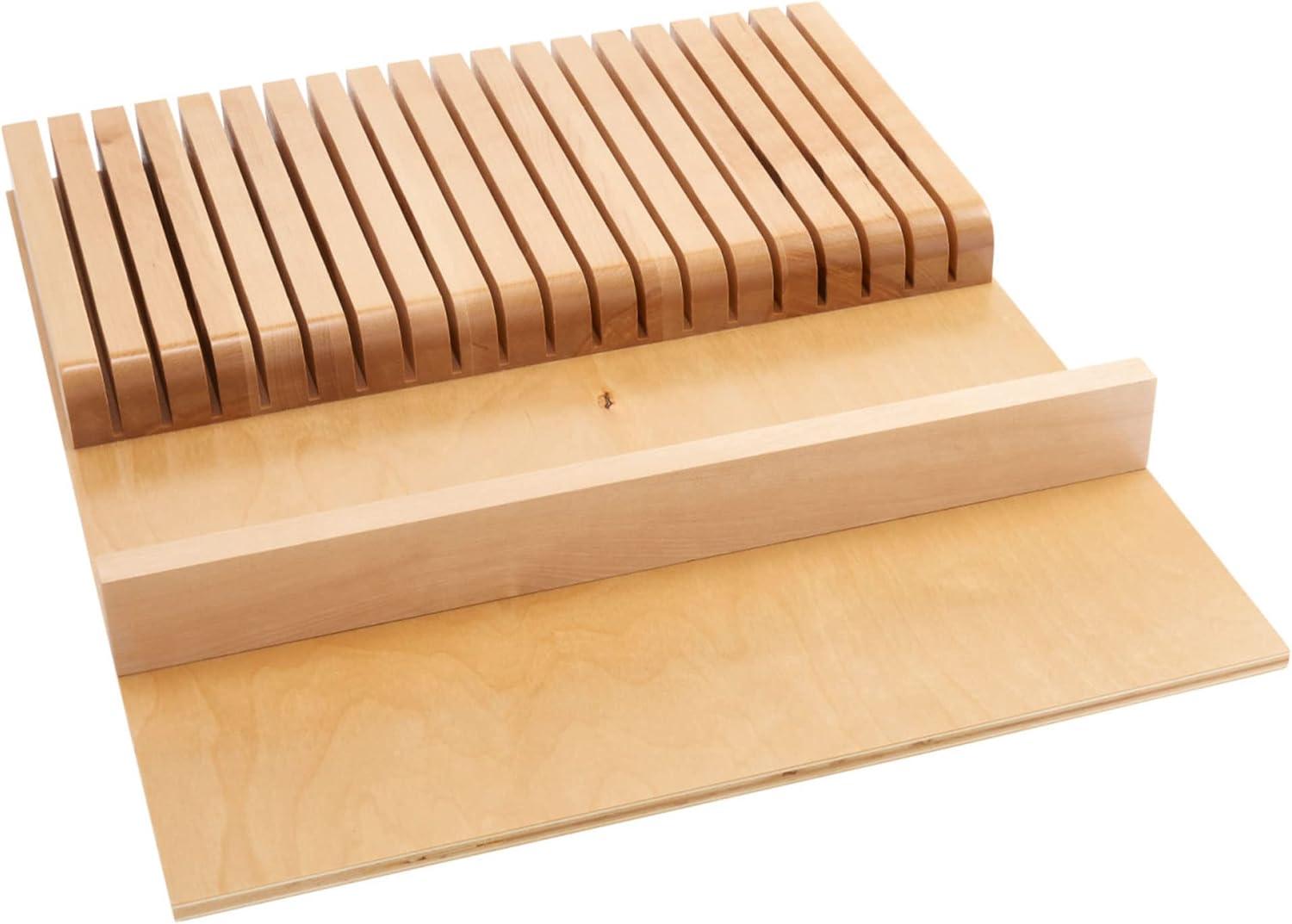 Natural Maple 19-Slot Knife Block Drawer Organizer with Utensil Holder