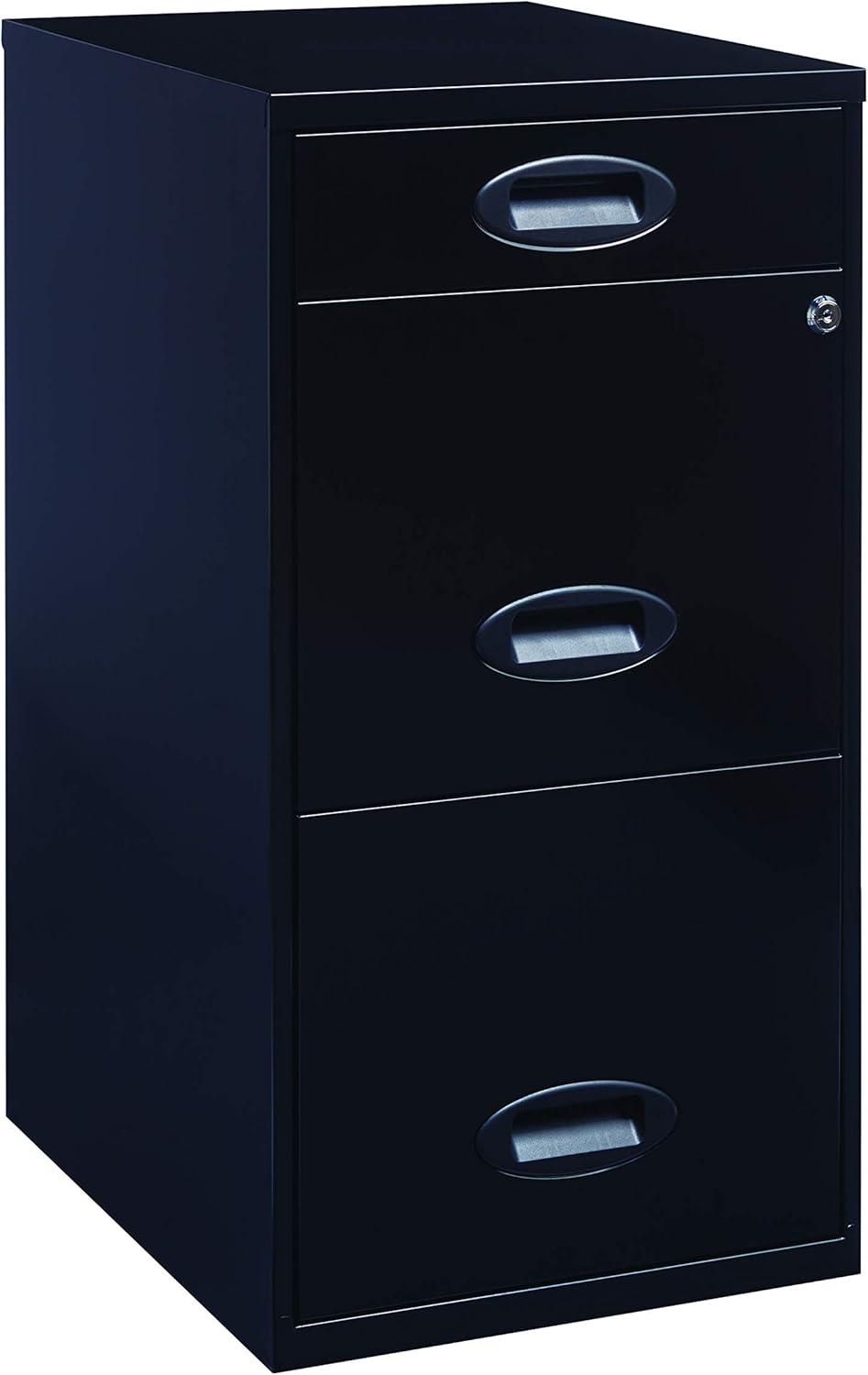 Space Solutions 3 Drawer Letter Width Vertical File Cabinet with Pencil Drawer, Black