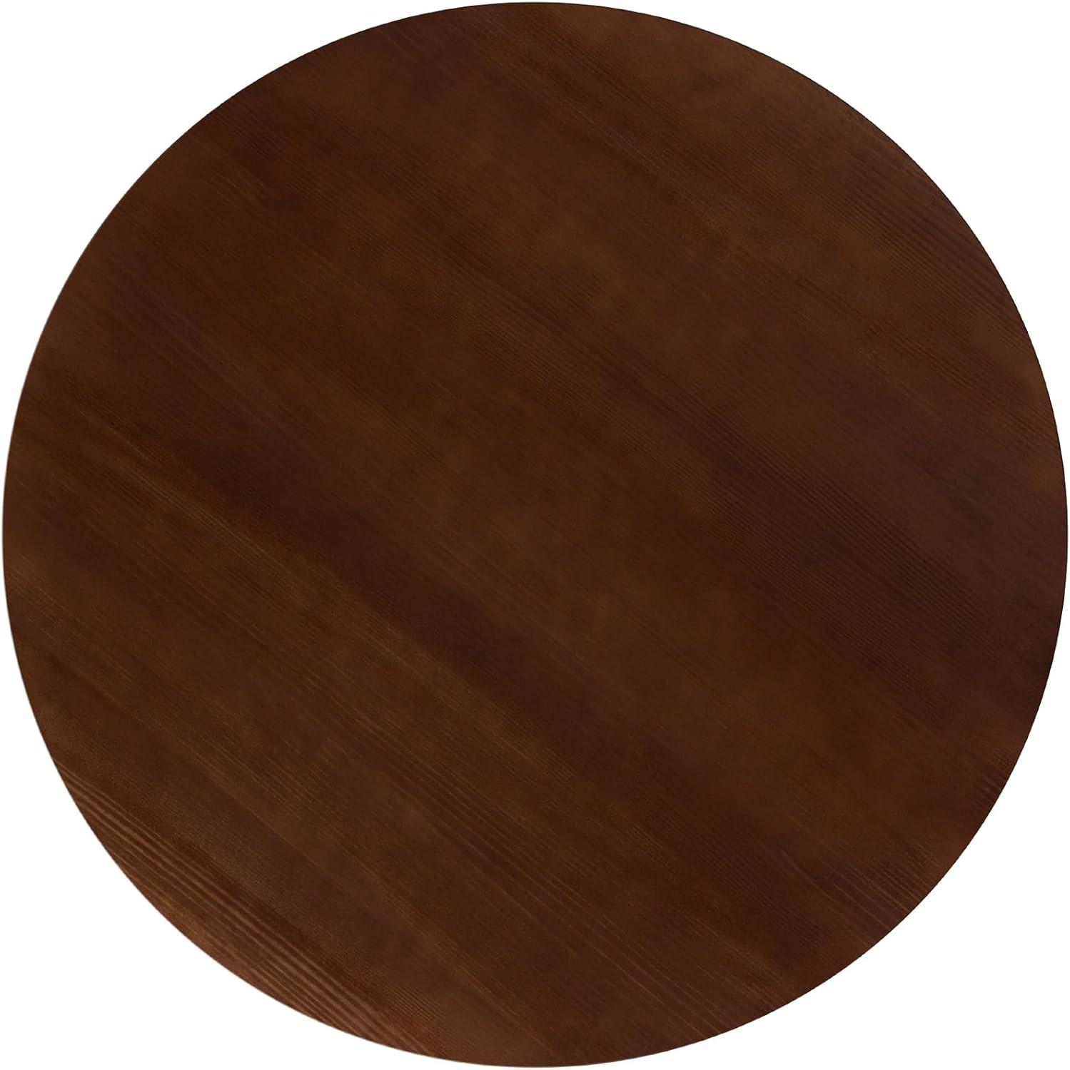 Walker Edison Modern 48" Round Solid Wood Pedestal Dining Table, Brown