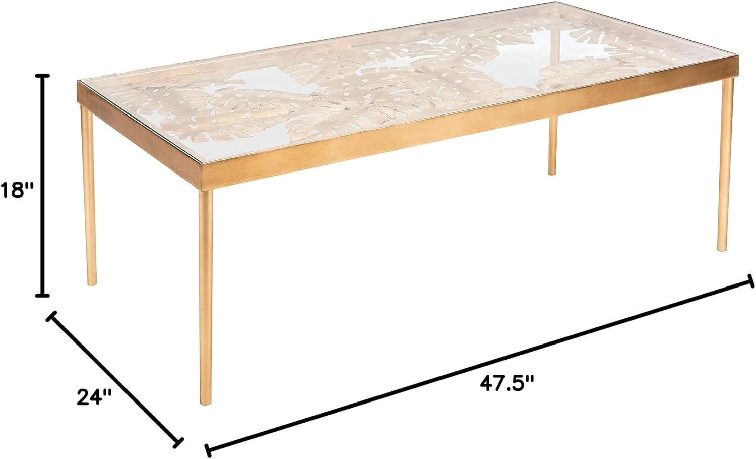 Leilani Palm Leaf Coffee Table - Gold Leaf/Glass - Safavieh