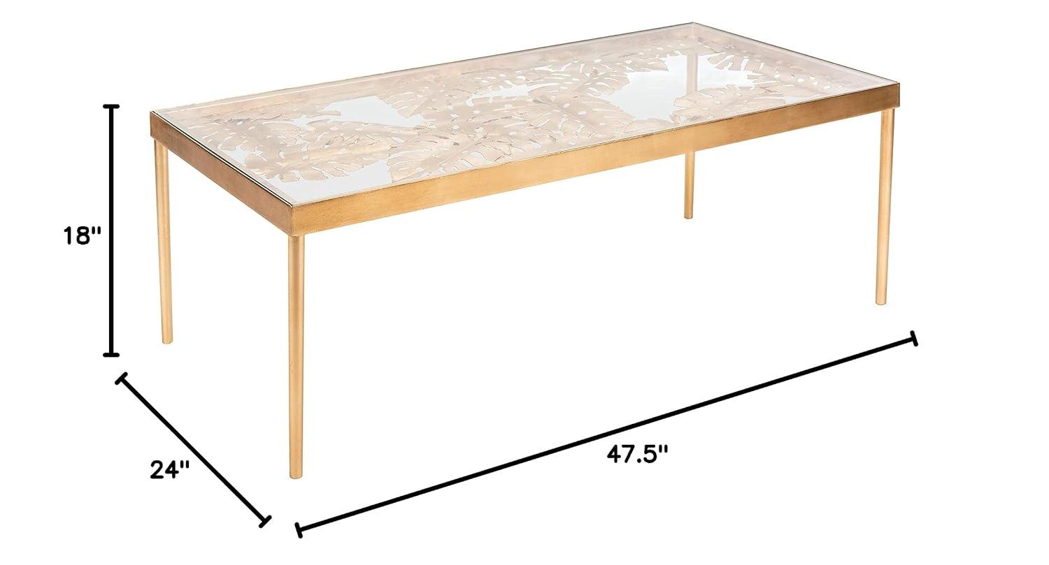Leilani Palm Leaf Coffee Table - Gold Leaf/Glass - Safavieh
