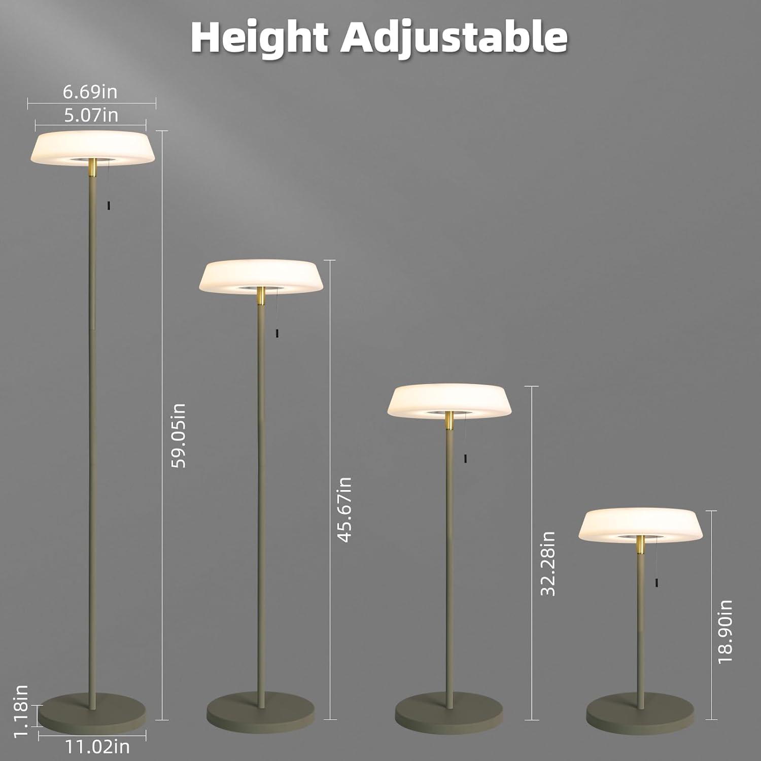 Solar LED Outdoor Floor Lamp Waterproof, 3 Level Dimmable Floor Night Light, Portable Cordless USB Rechargeable, for Home/Deck/Garden/Patio (Khaki)