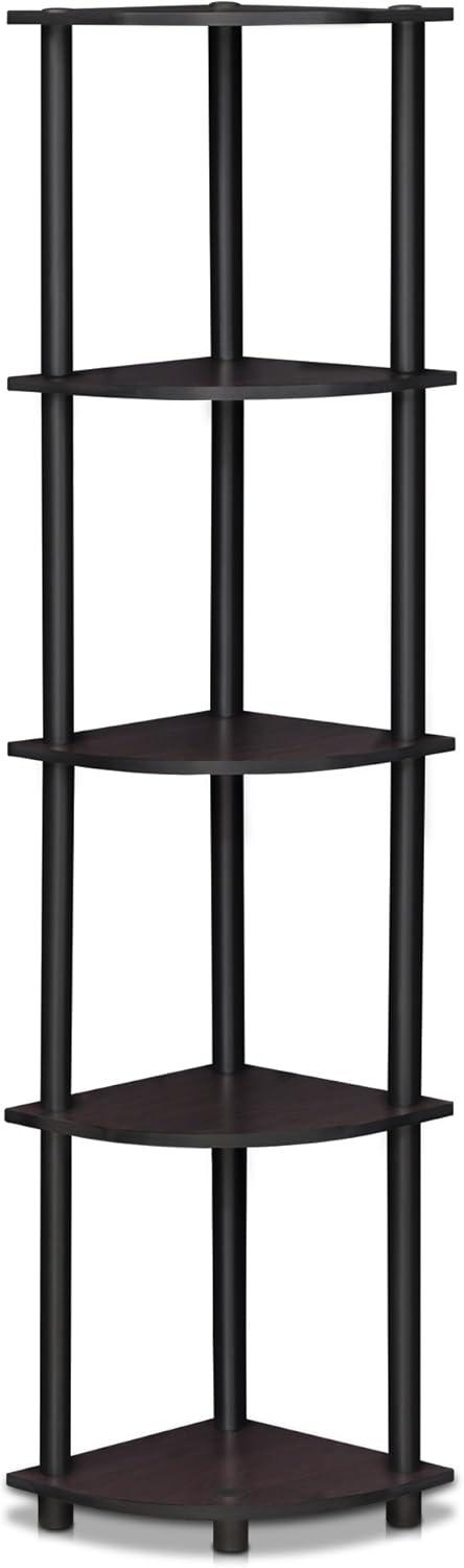 Furinno Modern 5-Shelf Tall Bookshelf Multipurpose Shelving Unit Corner Display Rack,Dark Walnut