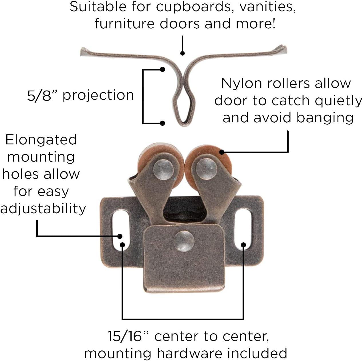 Bronze Double Roller Cabinet Door Catch