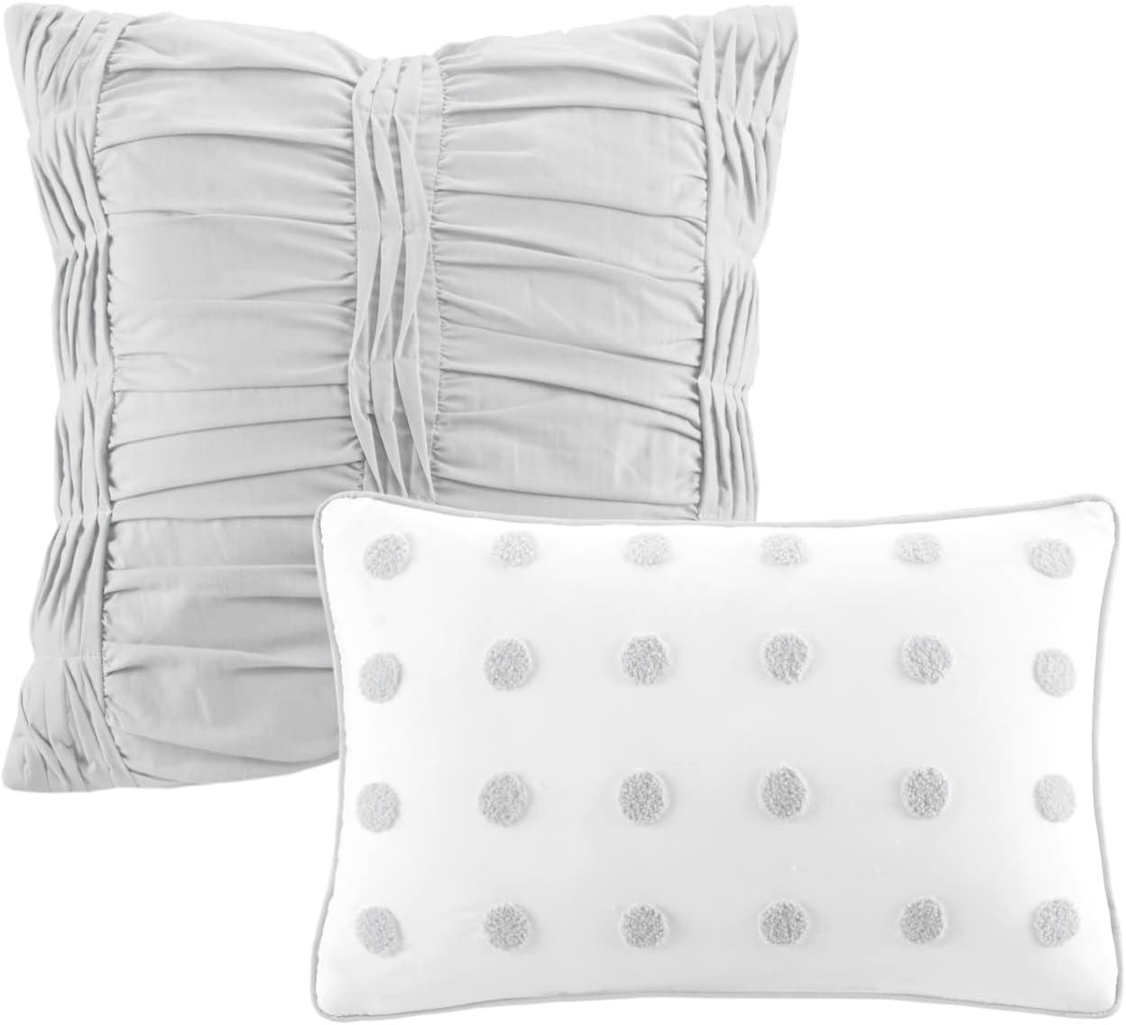 Brooklyn Cotton Jacquard Duvet Cover Set with Euro Shams and Throw Pillows