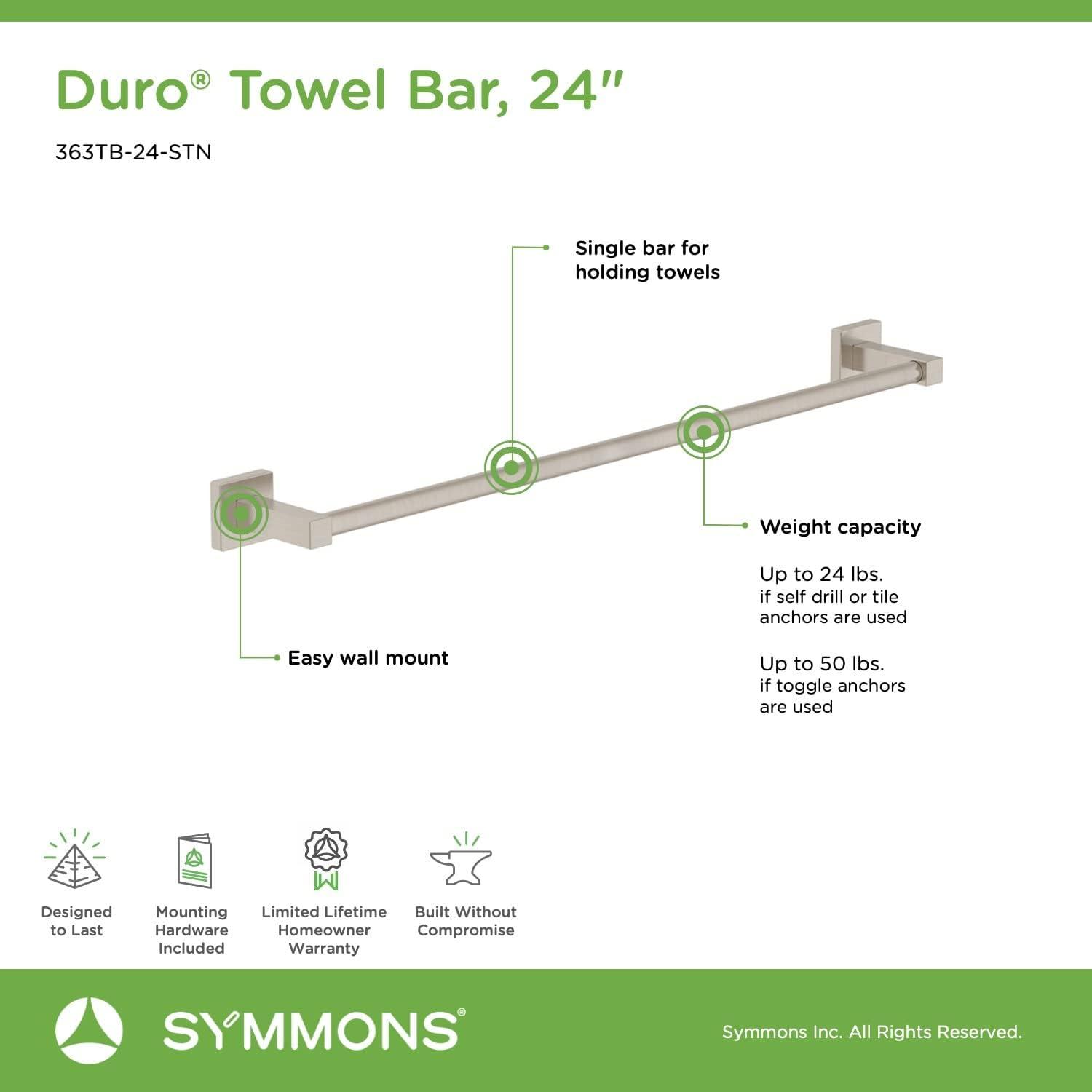 Satin Nickel 24" Wall-Mounted Metal Towel Bar