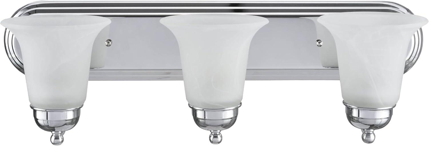 Chrome Alabaster Glass 3-Light Bathroom Vanity Fixture