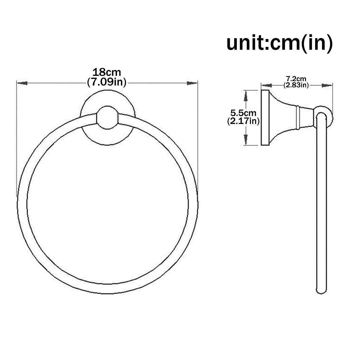 Flybath Round Towel Ring Antique Brass Hanger Hand Towel Holder for Bathroom Kitchen Accessories Wall Mounted, Brushed Bronze