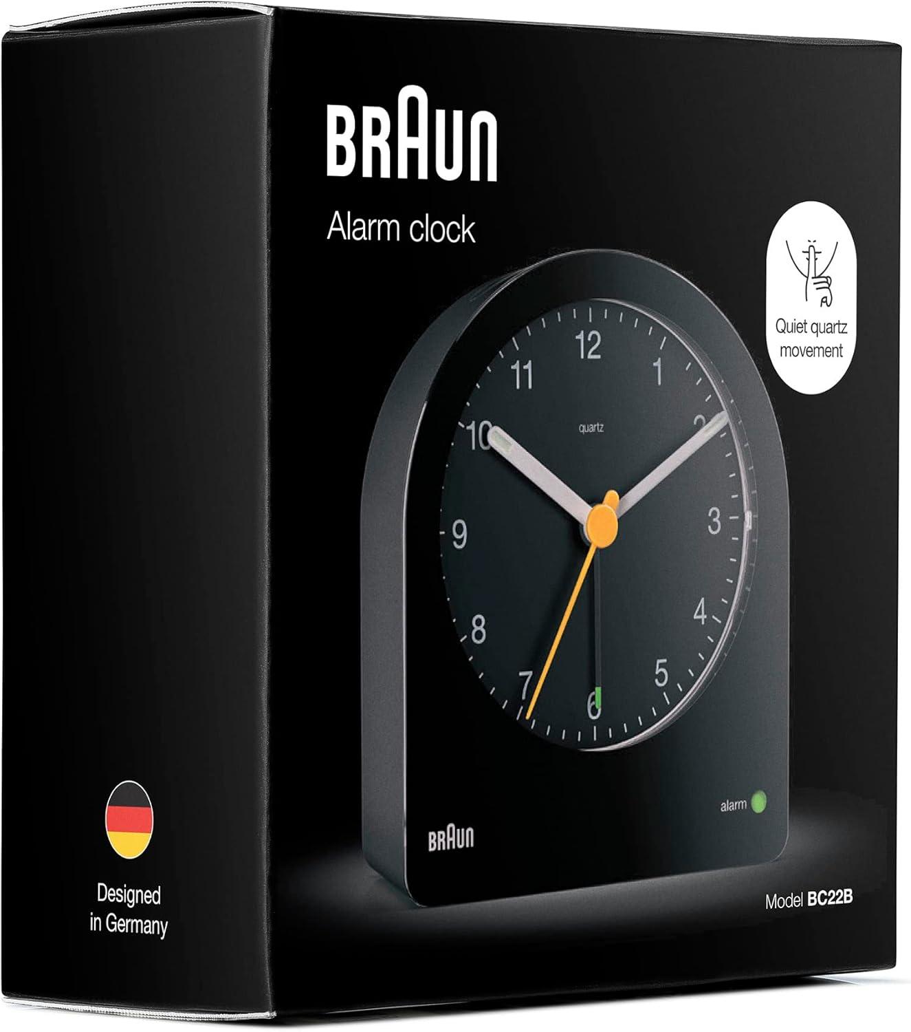 Braun Classic Analog Alarm Clock: Quiet, Luminous Hands, for Bedroom & Travel