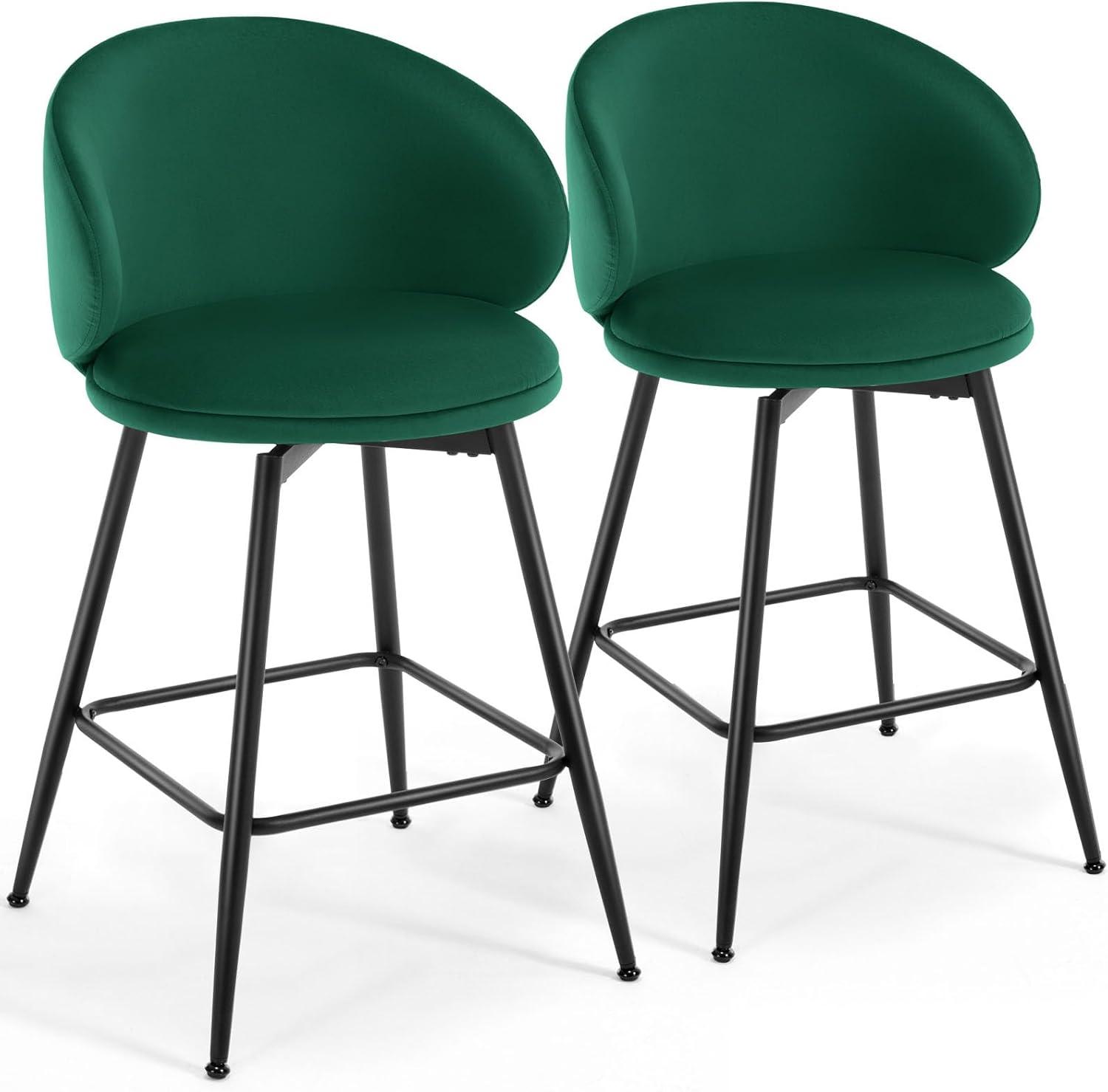 Swivel Upholstered Counter Height Bar Stools (Set of 2)