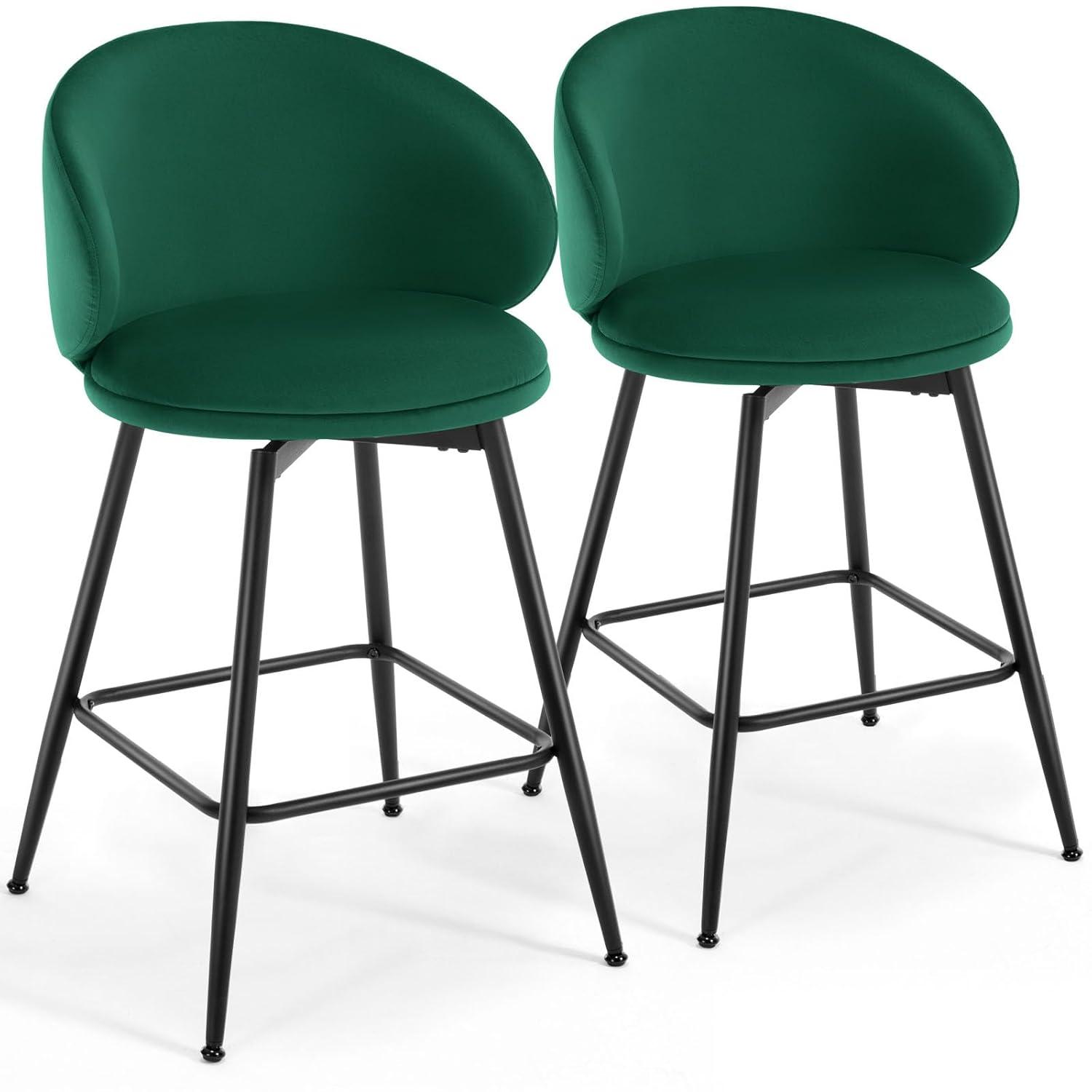 Swivel Upholstered Counter Height Bar Stools (Set of 2)