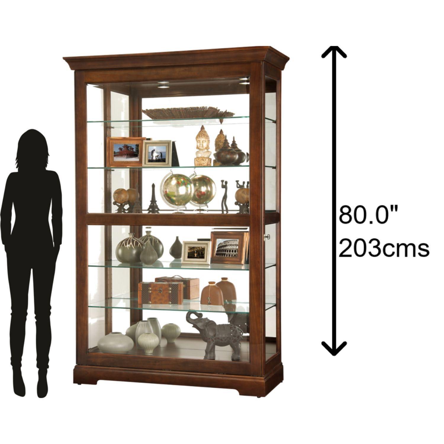 Cherry Bordeaux Traditional Corner Curio Cabinet with Lighting
