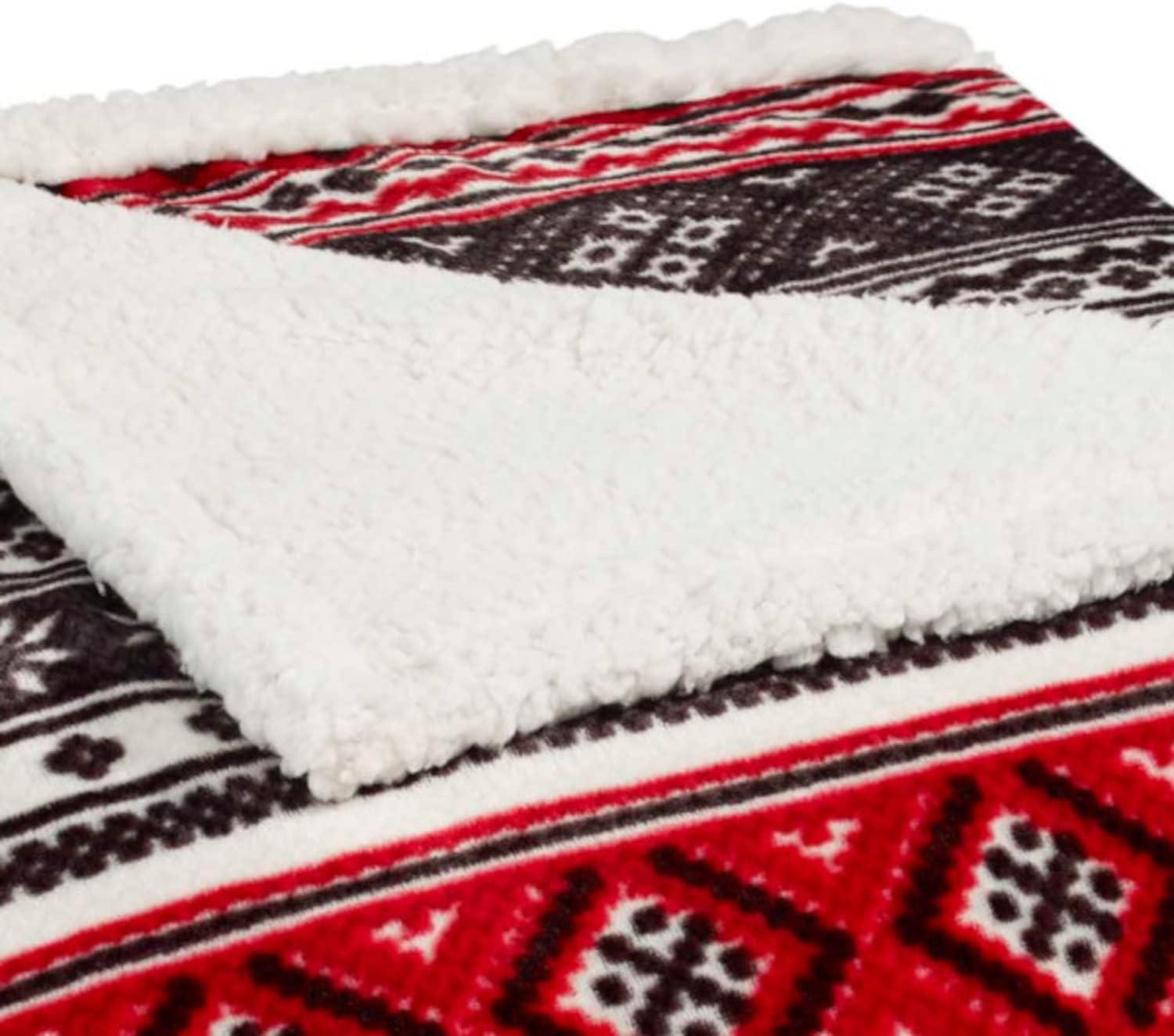Eddie Bauer Plush Plaid Sherpa Reversible Blanket