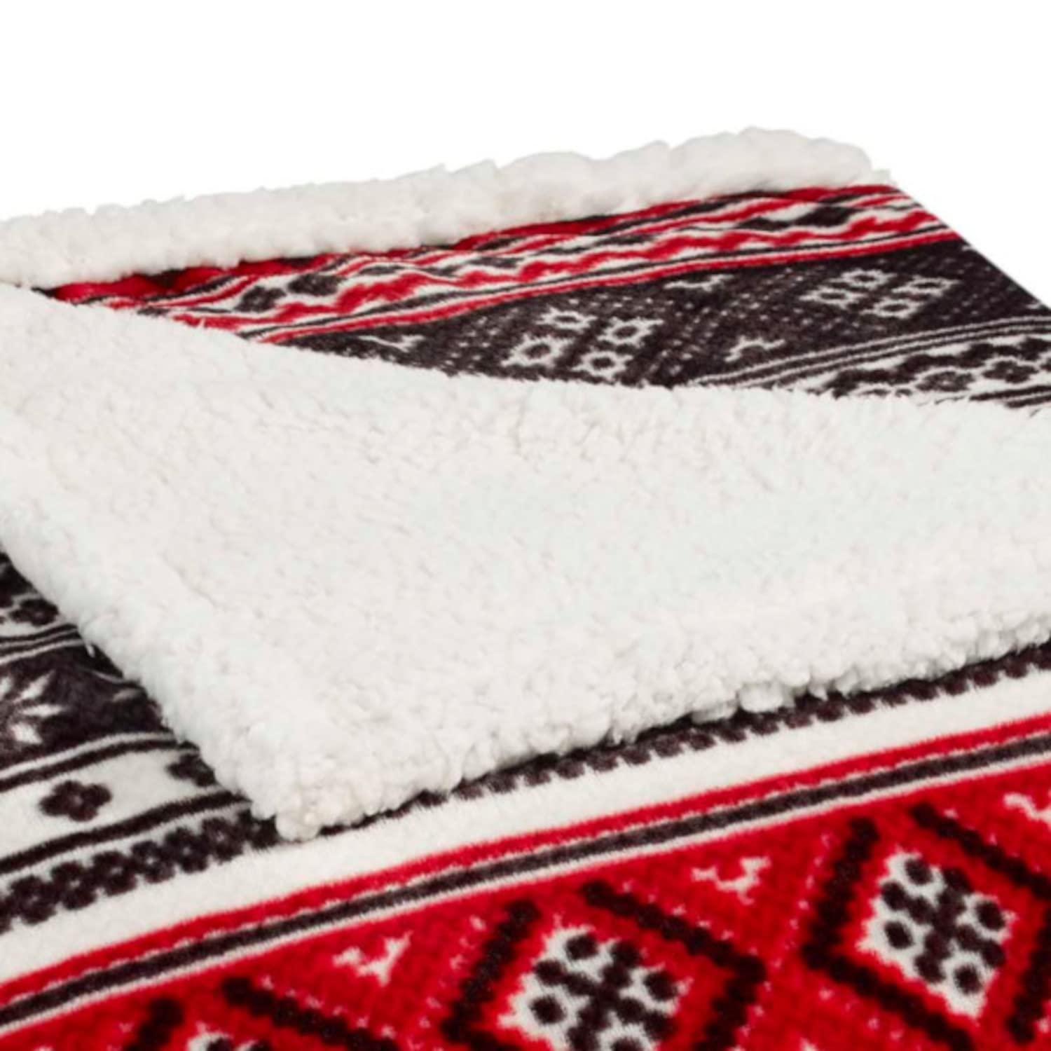 Eddie Bauer Plush Plaid Sherpa Reversible Blanket