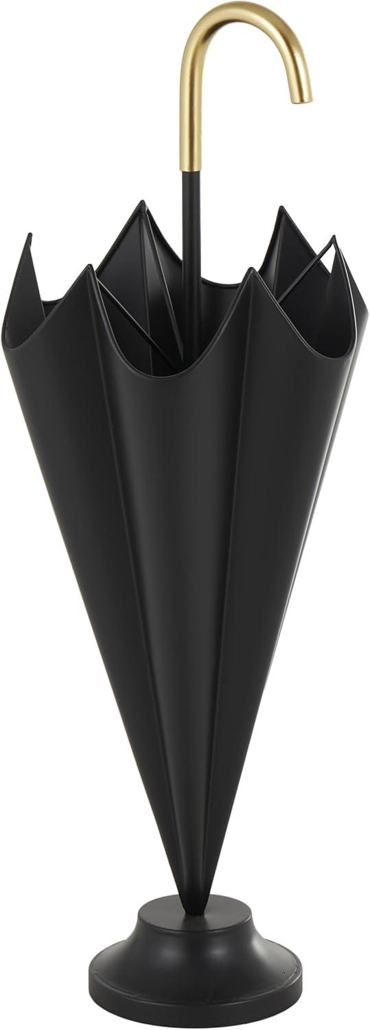 DecMode Gray Metal Galvanized Umbrella Stand with Copper Base and Handle