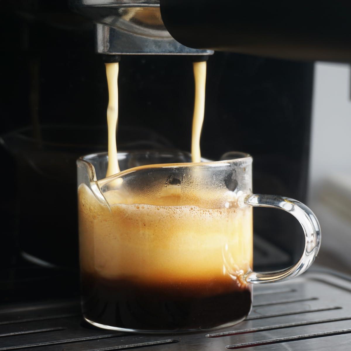 BCnmviku 1 Pack Shot Glasses Espresso Parts Double Spouts Milk Cup Clear Glass