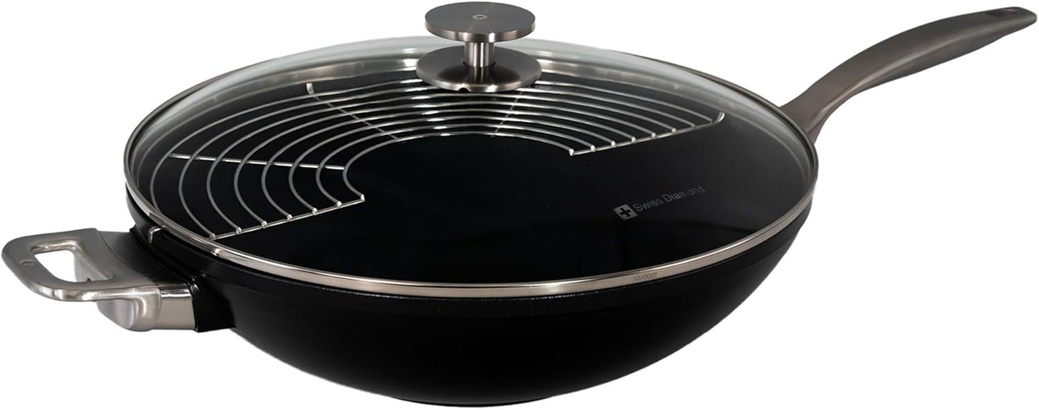 Swiss Diamond Non-Stick Cast Aluminum Wok with Lid