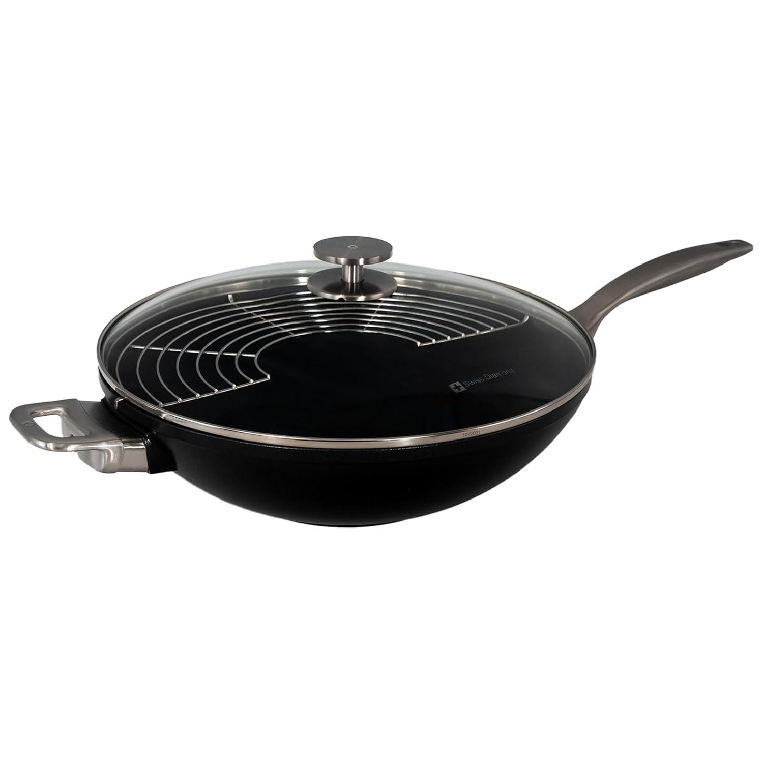 Swiss Diamond Swiss Diamond Non-Stick Cast Aluminum Wok with Lid