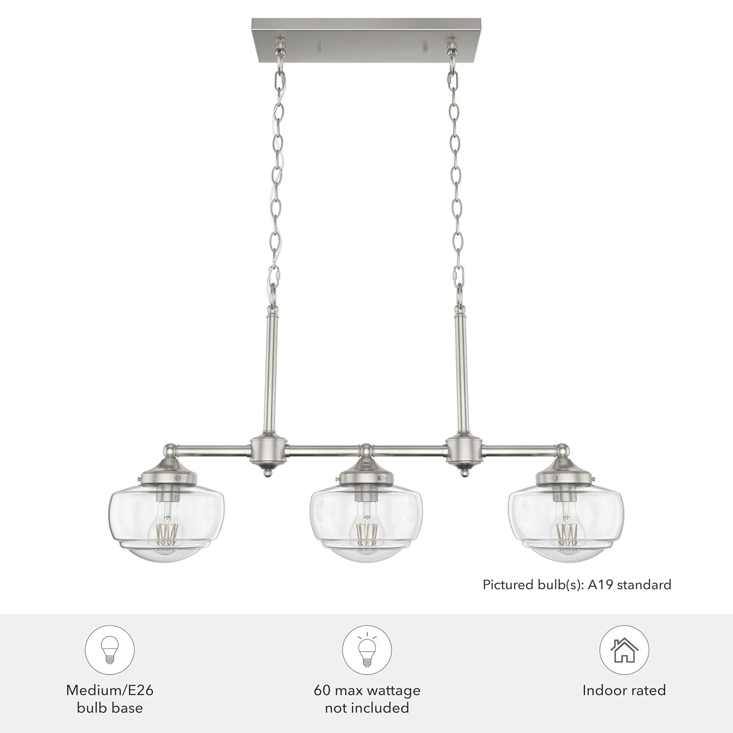 Saddle Creek 3 - Light Kitchen Island Linear Schoolhouse Chandelier