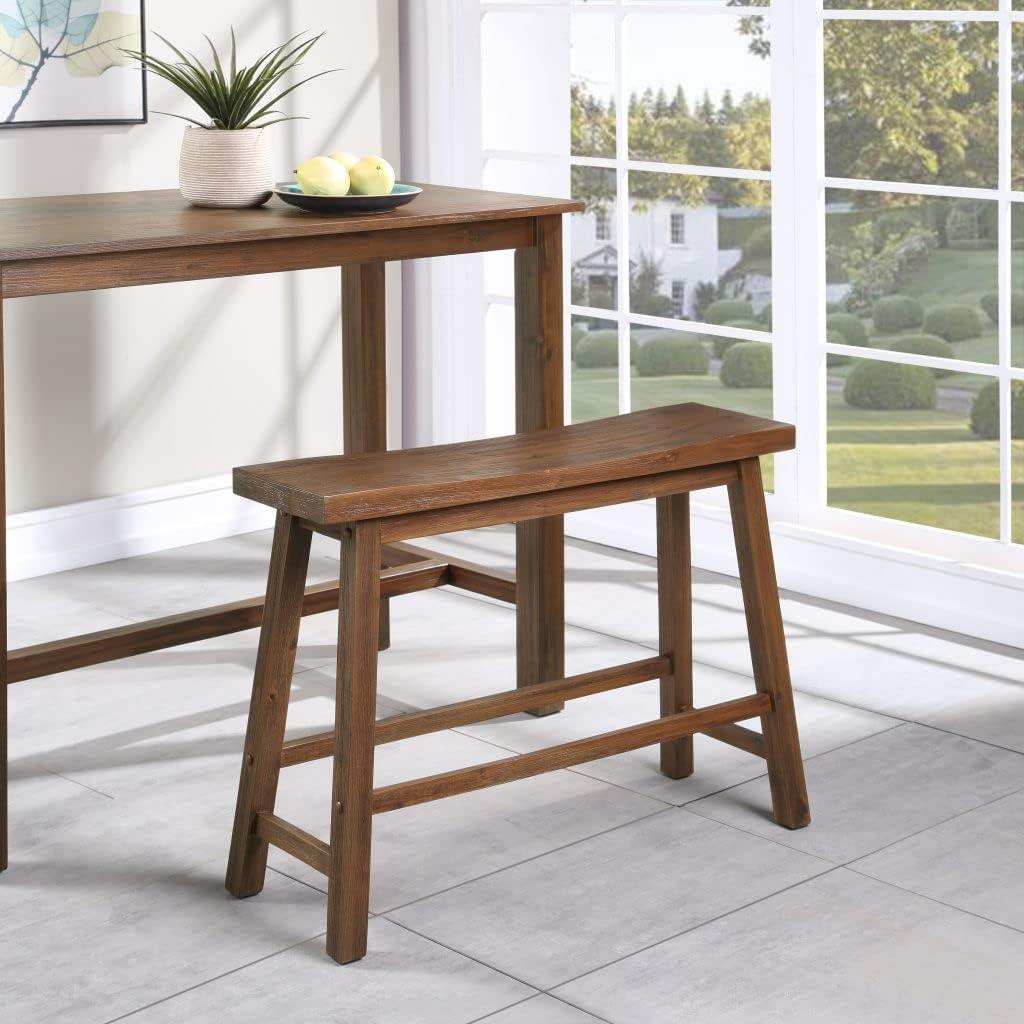 Boraam Wood Sonoma Backless Dining Bench - Chestnut Wire-Brush Finish