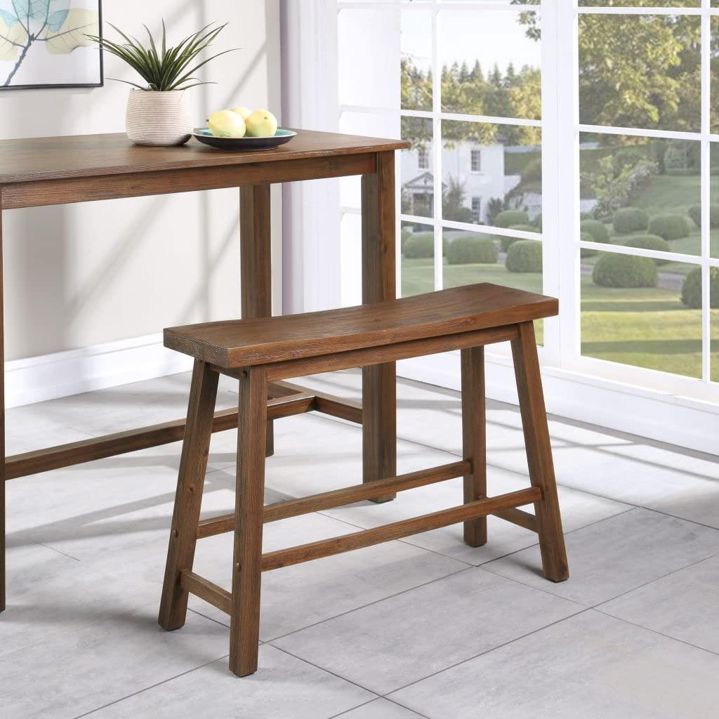 Boraam Wood Sonoma Backless Dining Bench - Chestnut Wire-Brush Finish