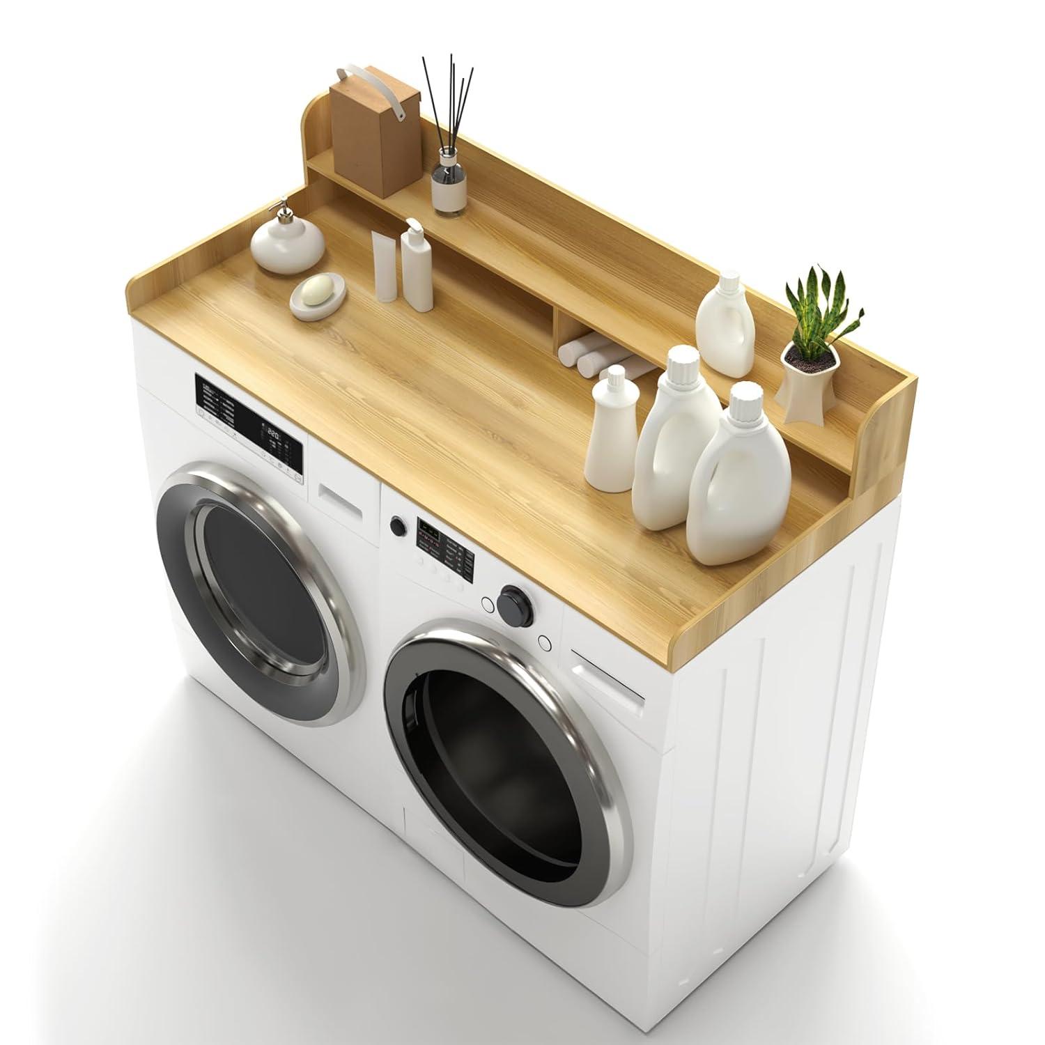 GDLF GDLF Washer Dryer Countertop Laundry Countertop with Washer Dryer Shelf,Natural Wood Color