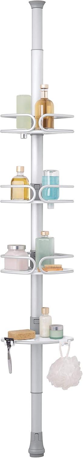 Adjustable Aluminum Tension Mount 4-Tier Shower Caddy